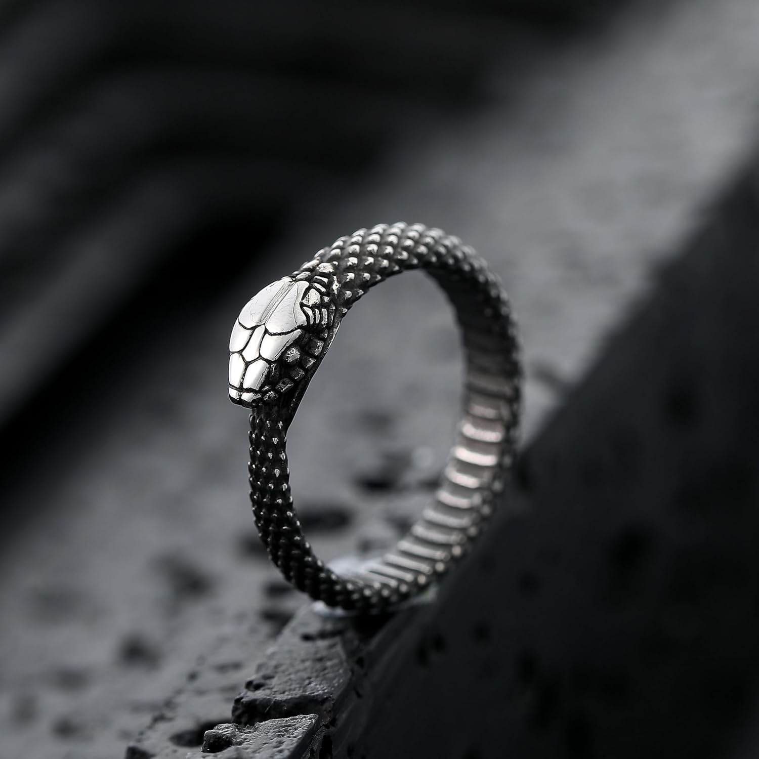 Sinoyp Snake Ring 316L Stainless Steel Pinky Ring - Pink, Modern, Cocktail Party - Image 3