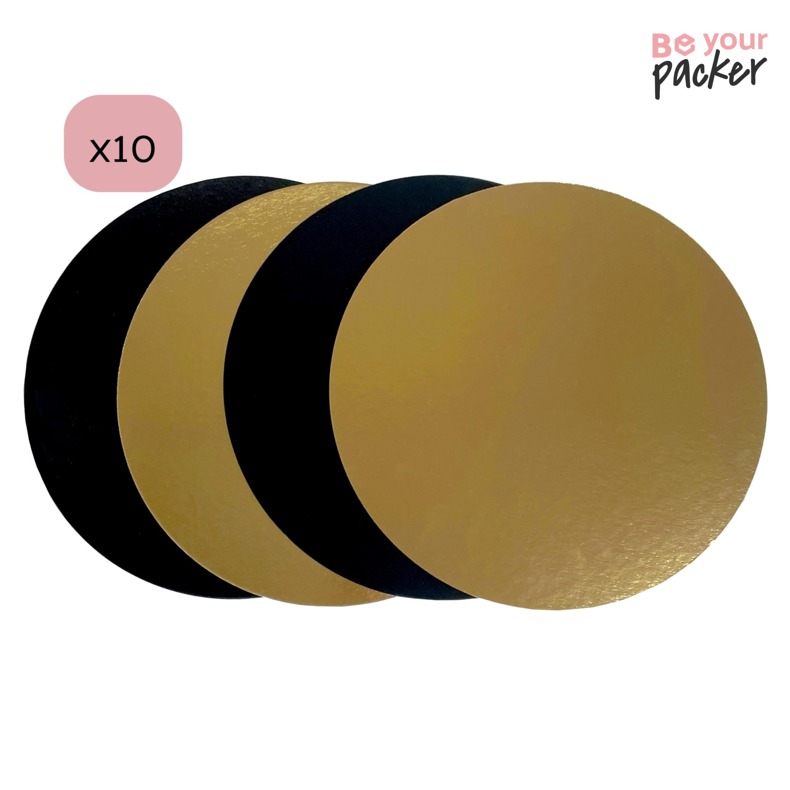 10 Cake Boards 30cm - Decorative Round Cardboard Pastry Base - Double Sided Gold and Black - Image 4