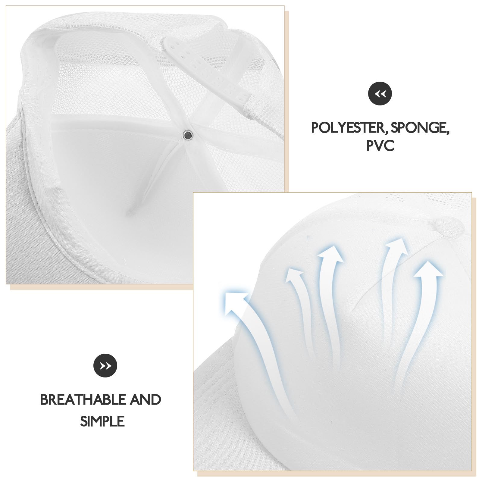 BESTonZON 10 Gorras de Béisbol en Color Claro para Sublimar Malla, Ligeras Poliéster, Ideales para Bricolaje y Actividades al Aire Libre como Pesca y Escalada