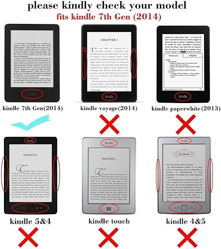 Miniatura 2 de Custer - Funda para Kindle 2014 7th (piel sintética), ultrafina, para Kindle 2014 7th, color negro