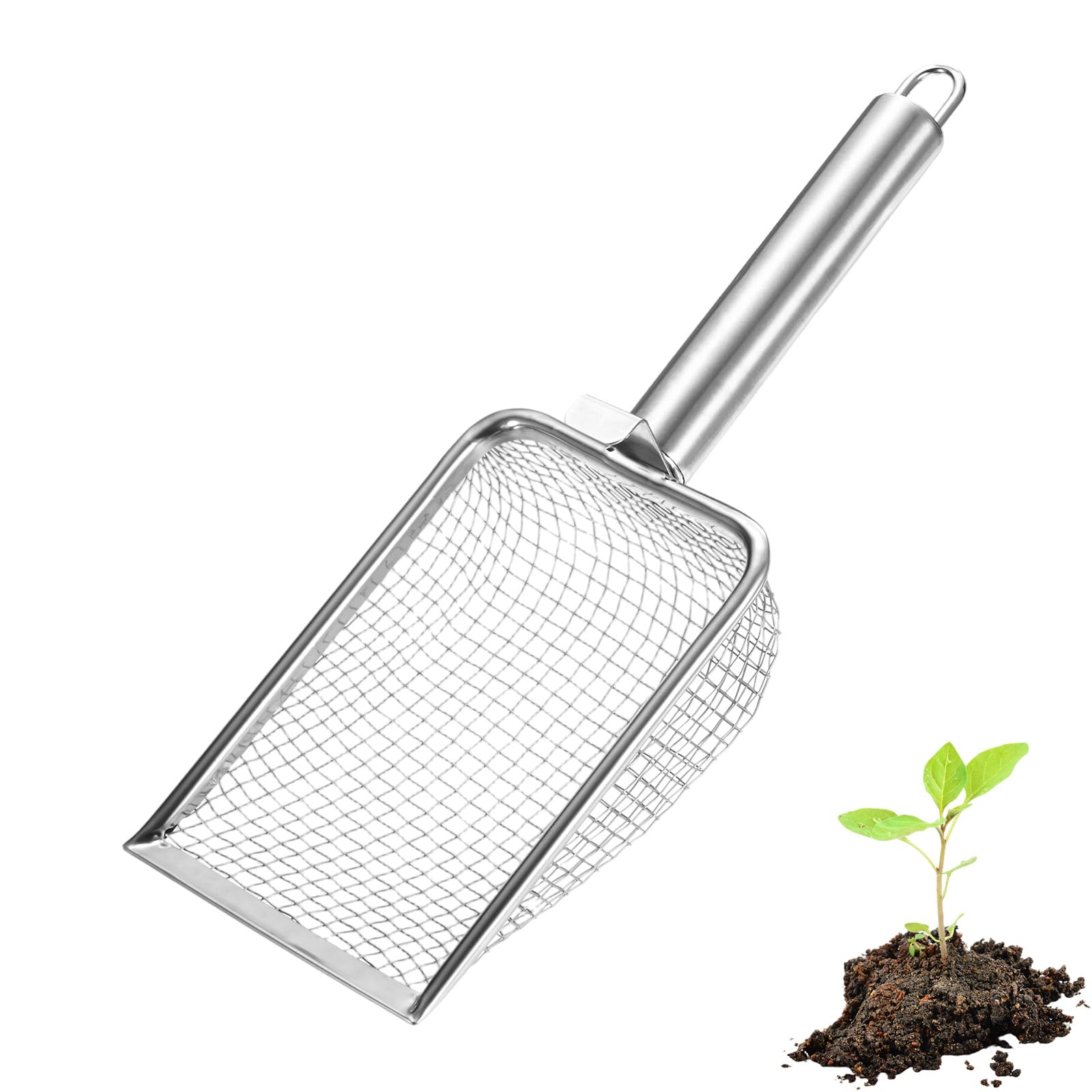 M METERXITY 1-Pack Gardening Soil Sifter 5 mm Mesh Stainless Steel