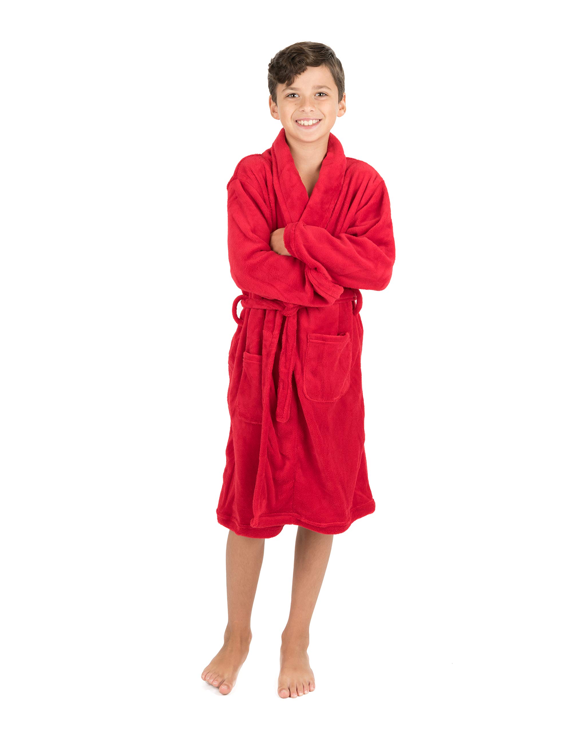 Leveret Kids Robe Boys Girls Bathrobe Shawl Collar Fleece Sleep Robe Size 4-14 Years