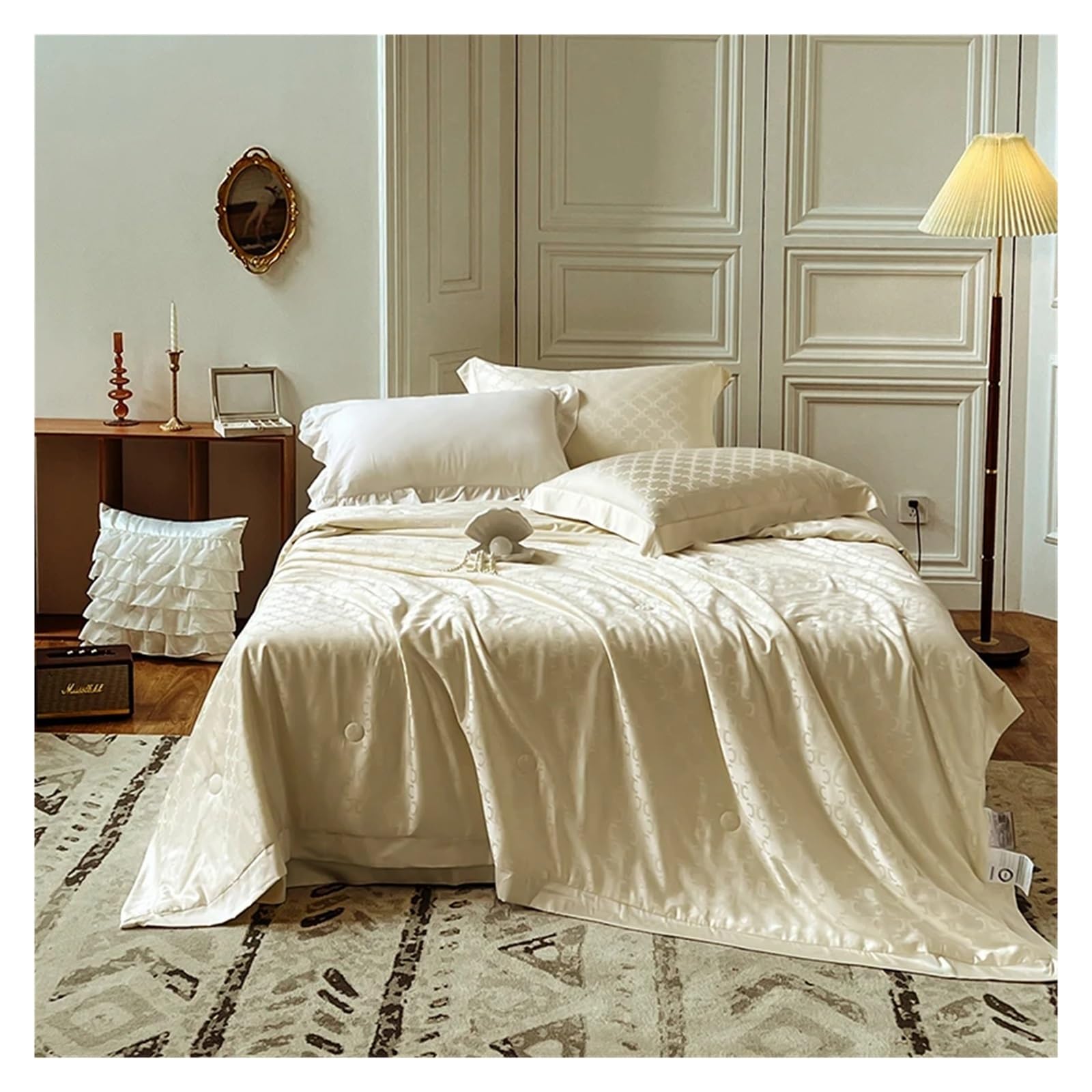 Sbcgfy B Silky Double Ed Comforter Silk Microfiber Edding Set Jacquard Ed Linen Summer Quilt Ed Duvets Set Ed Cover Full Set,Cotton Duvet, 3Pcs 200X230cm, Zq-11042,-3Pcs 200X230cm