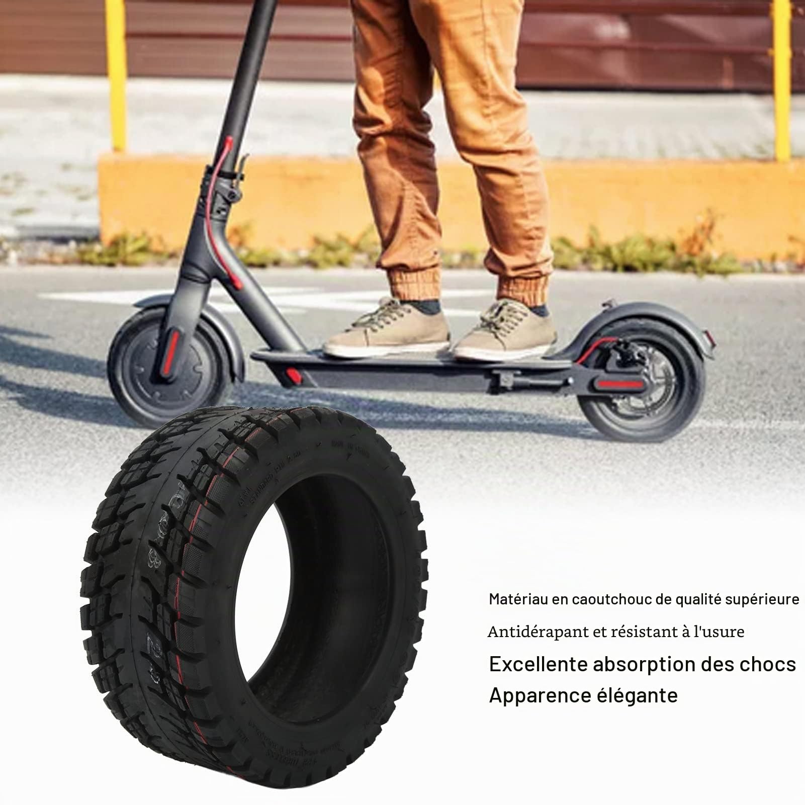 Pneu de Scooter électrique de 11 Pouces pour Remplacement 100/65 6,5, Pneus de Scooter Antidérapants, Pneu sans Chambre à Air Hors Route sans Chambre à Air, Pneu en Caoutchouc