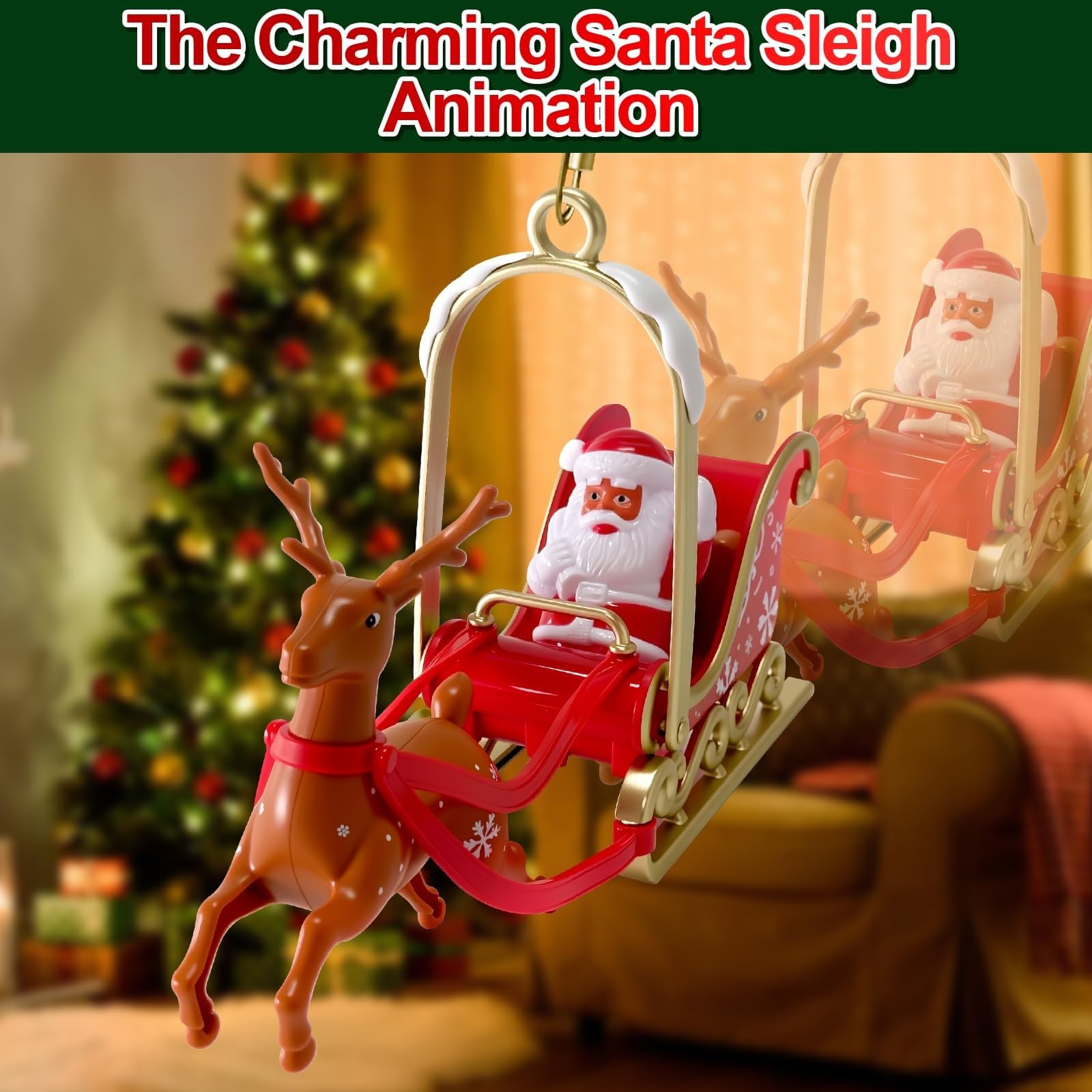 Elettrico Dinamico Santa Santa Bob Albero Di Natale Leader Con Vorticoso LED Illuminato Decorazione E Musica Functionali
