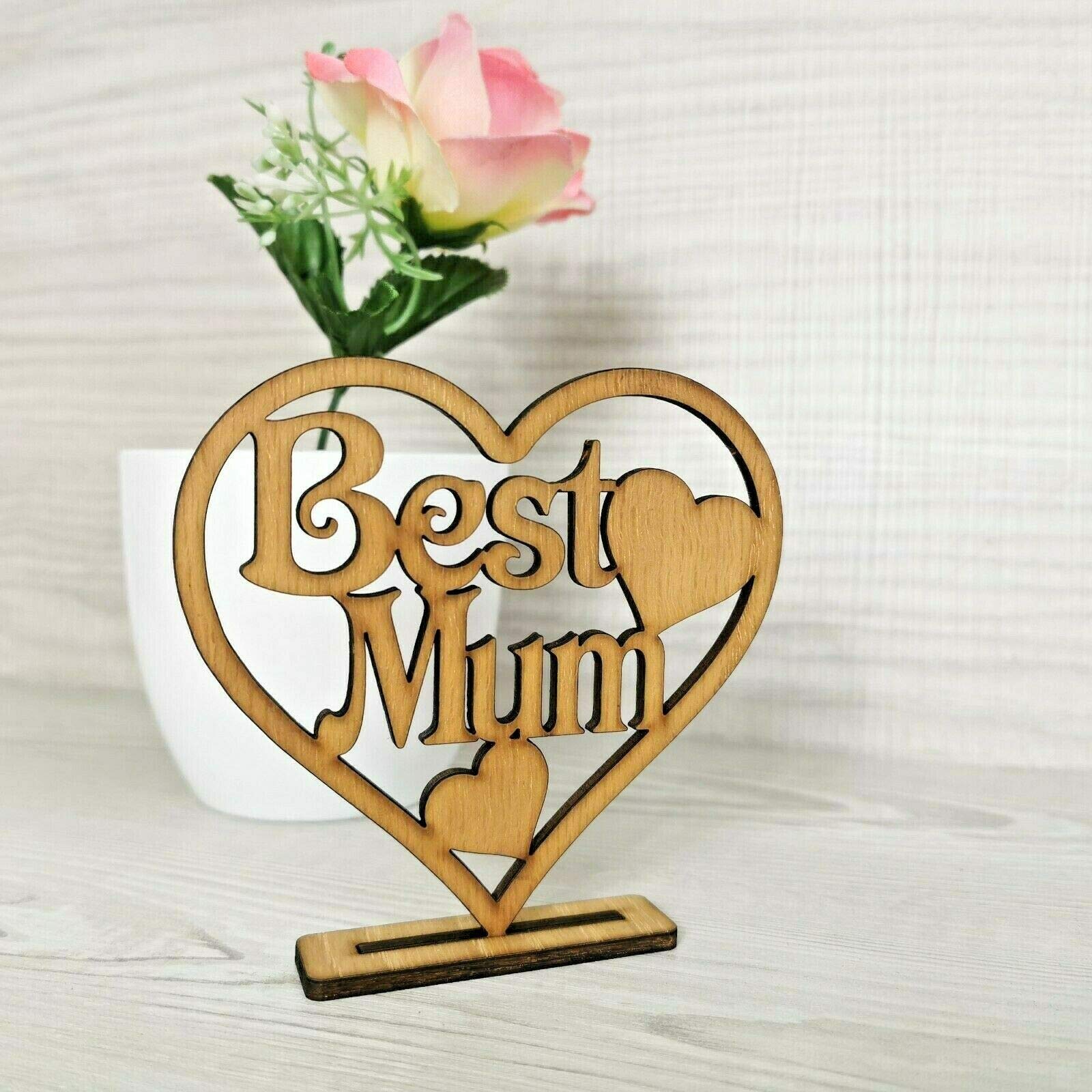 Fancy Crafts Brown Happy Mothers Day Birthday Gift Best Mum Nanny Grandma Nana Heart Plaque (Best Mum)