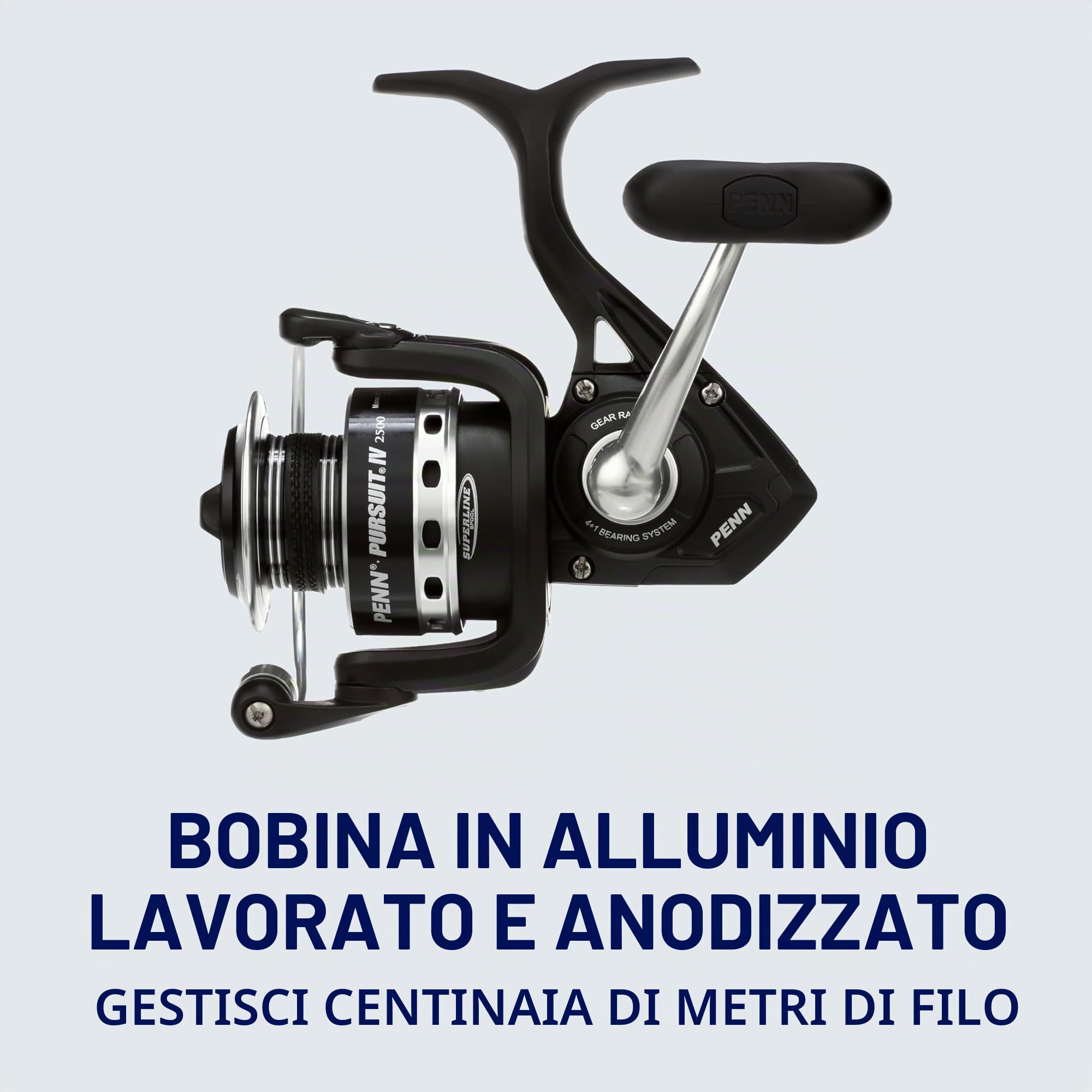 Penn Pursuit IV - Mulinello da pesca in acqua salata, per pesca a spinning, per uso completo, barca, kayak, riva, nero e argento