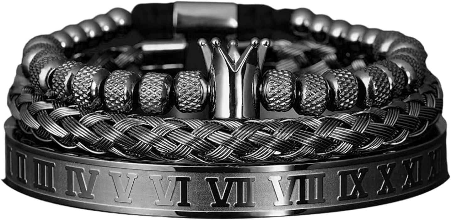 Goodern Luxury Bracelet Crown Beaded Bracelets Fashion Stainless Steel