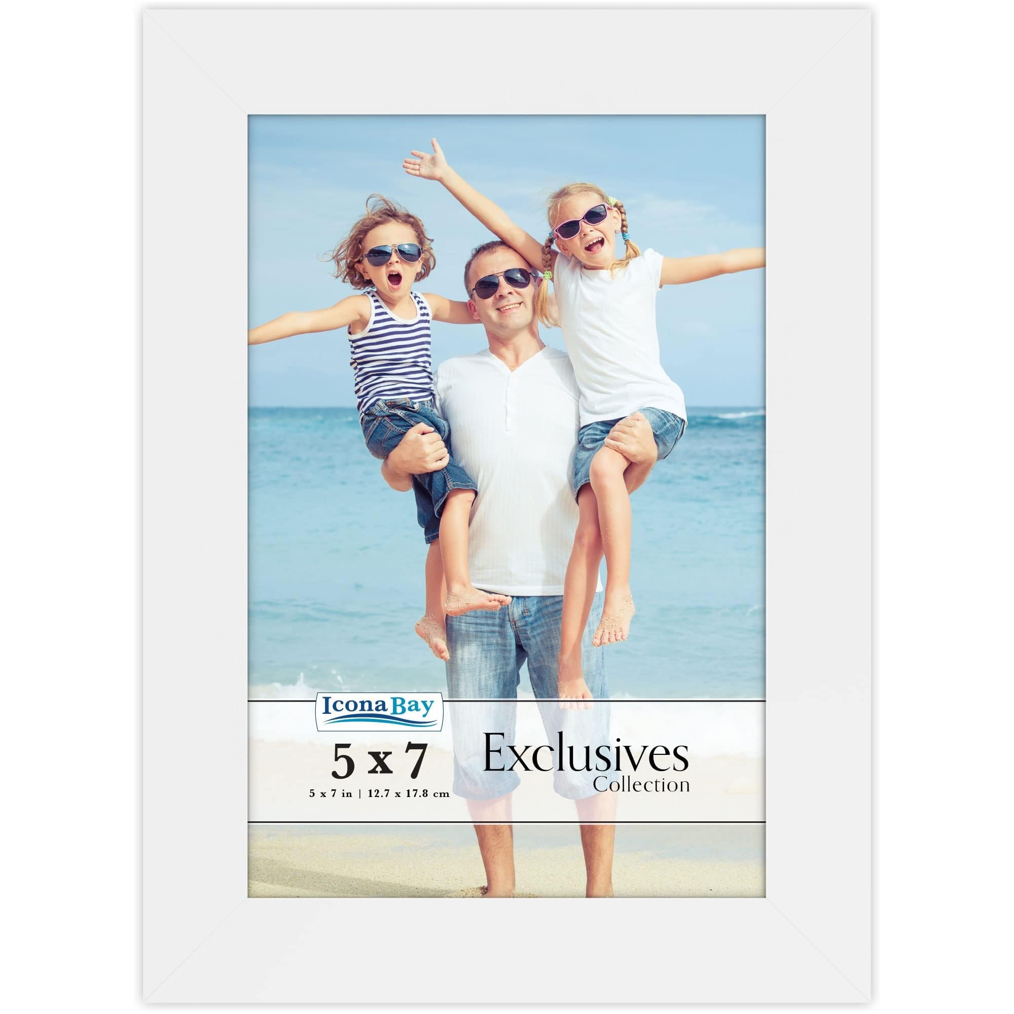 Icona Bay - 7x5 White Picture Frame - Sturdy Engineered Wood Photo Frame - Sleek Design, Table Top or Wall Mount - Exclusives Collection