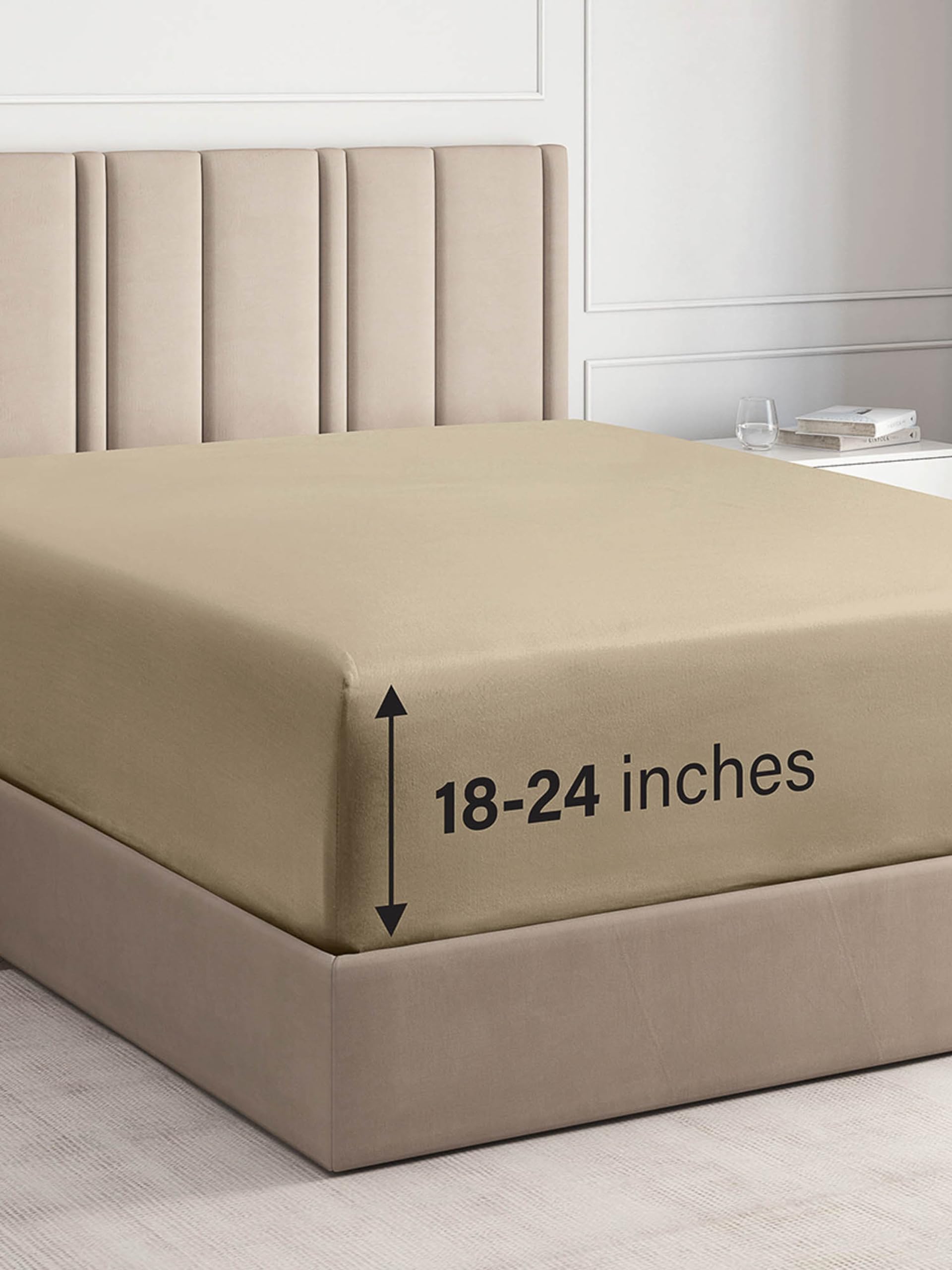 Extra Deep Queen Fitted Sheet - Hotel Luxury Single Fitted Sheet Only - Easily Fits 18 inch to 24 inch Mattress - Ultra Soft, Wrinkle Free w/Extra Deep Pockets - Easy-Care, Breathable & Comfy - CreamOEKO-TEX MADE IN GREENOEKO-TEX MADE IN GREENOEKO-TEX MADE IN GREEN