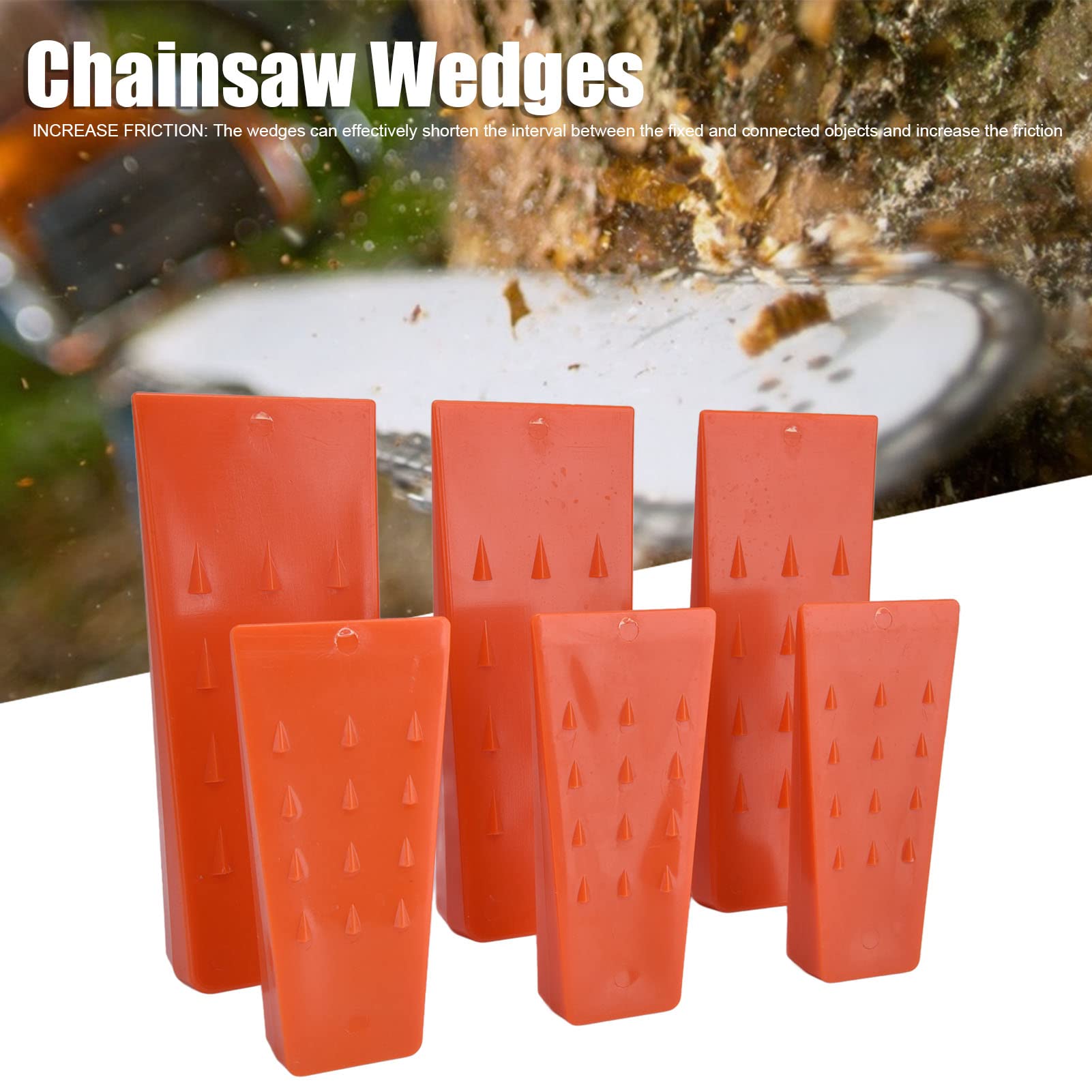 Lot De 6 Cales D'abattage D'arbres, Cales De Tronçonneuse en Plastique Rouge pour Augmenter la Friction, équipement De Coupe D'arbres pour Bûcherons, Travail du Bois, Jardinage