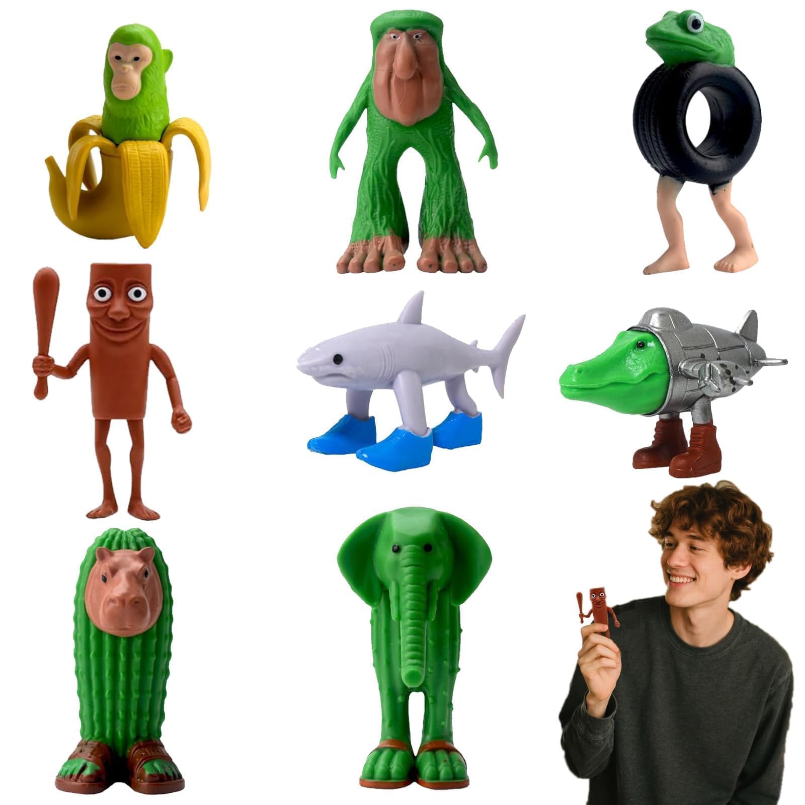 YouthLoxus Italian Brainrot Toys Set, 8 Pcs Italian Brainrot Figure, Brain Rot Toys Creative Shark Monkey and More for Kids Adults, Creative Desk Decorations Gifts for Fans,Colleagues,Friends