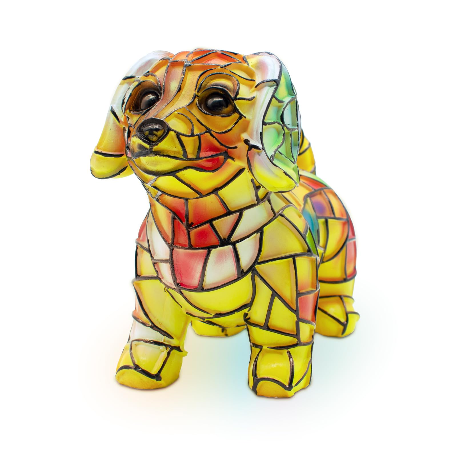 AGWIM Stained Resin Dachshund Night Light, LED Dog Series Art Light, Cute Pet Themed Table Lamps, Vintage Home Decor, Fun Gift for Dog Lovers (#07, 5.9