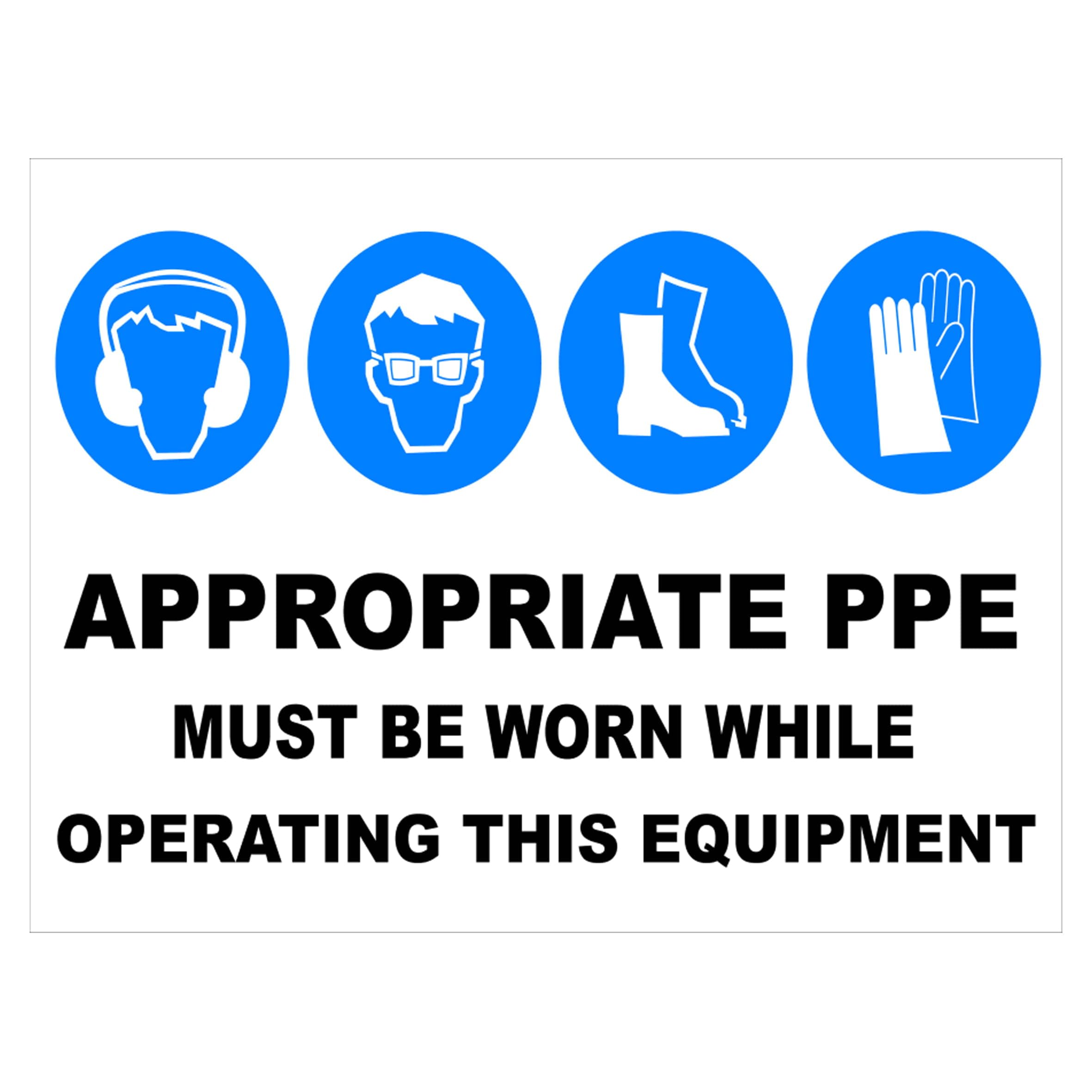 Appropriate Ppe - While Operating This Equipment Sign Multi-Condition Metal Tin Sign 8 x 12 inch for Industrial & Commercial