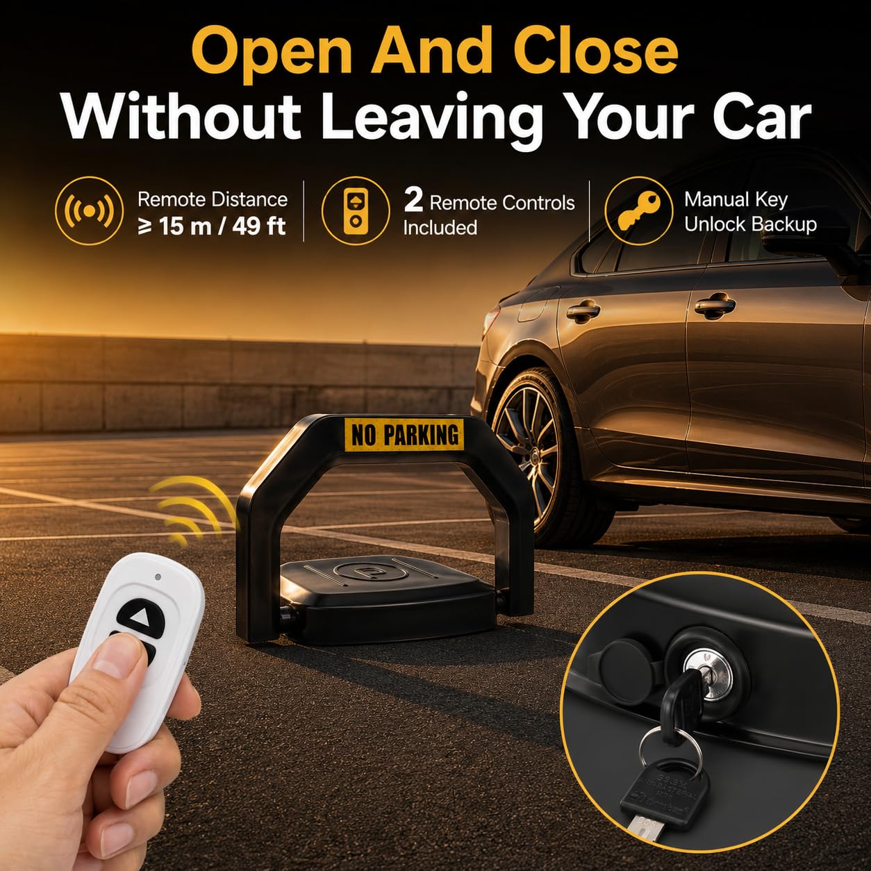Blocco parcheggio elettrico 6T carico con telecomando e IP67, blocco parcheggio pieghevole in acciaio legato per parcheggio privato, aree residenziali e parcheggio aziendale – Include 2 telecomandi