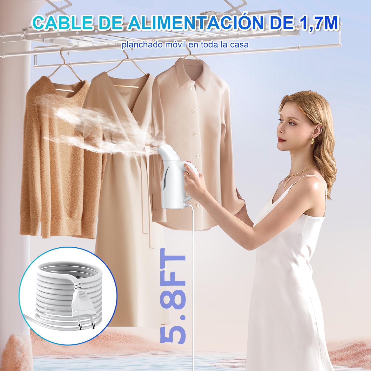Onherm Plancha Vertical Vapor,140ML Cepillo de Vapor,Plancha Vapor 15 Minutos de Planchado Continuo de Ropa,Eliminación Rápida de Arrugas,Ideal Para Viajes,Hogar y Oficina