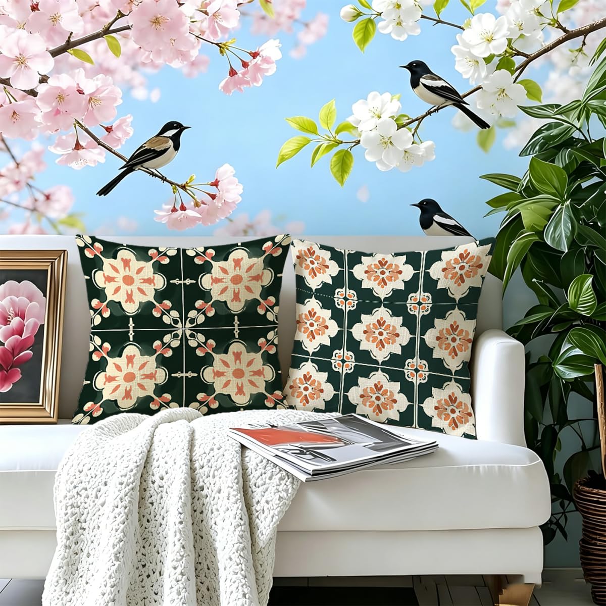 Federe per Cuscino, Cuscini per Divano 65x65cm Set di 2 fiore nazionalità