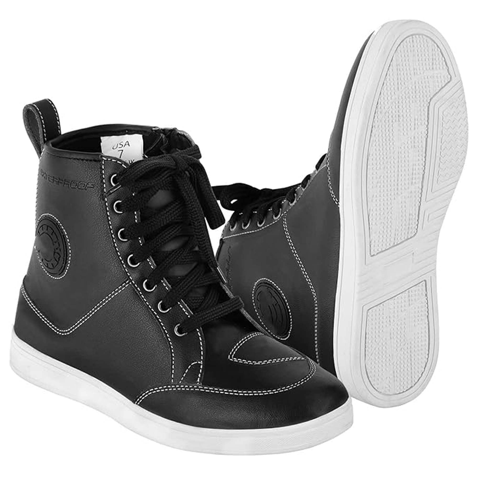 Zapatos de moto para hombre Botas de carreras de tobillo cortas impermeables de cuero Suela antideslizante