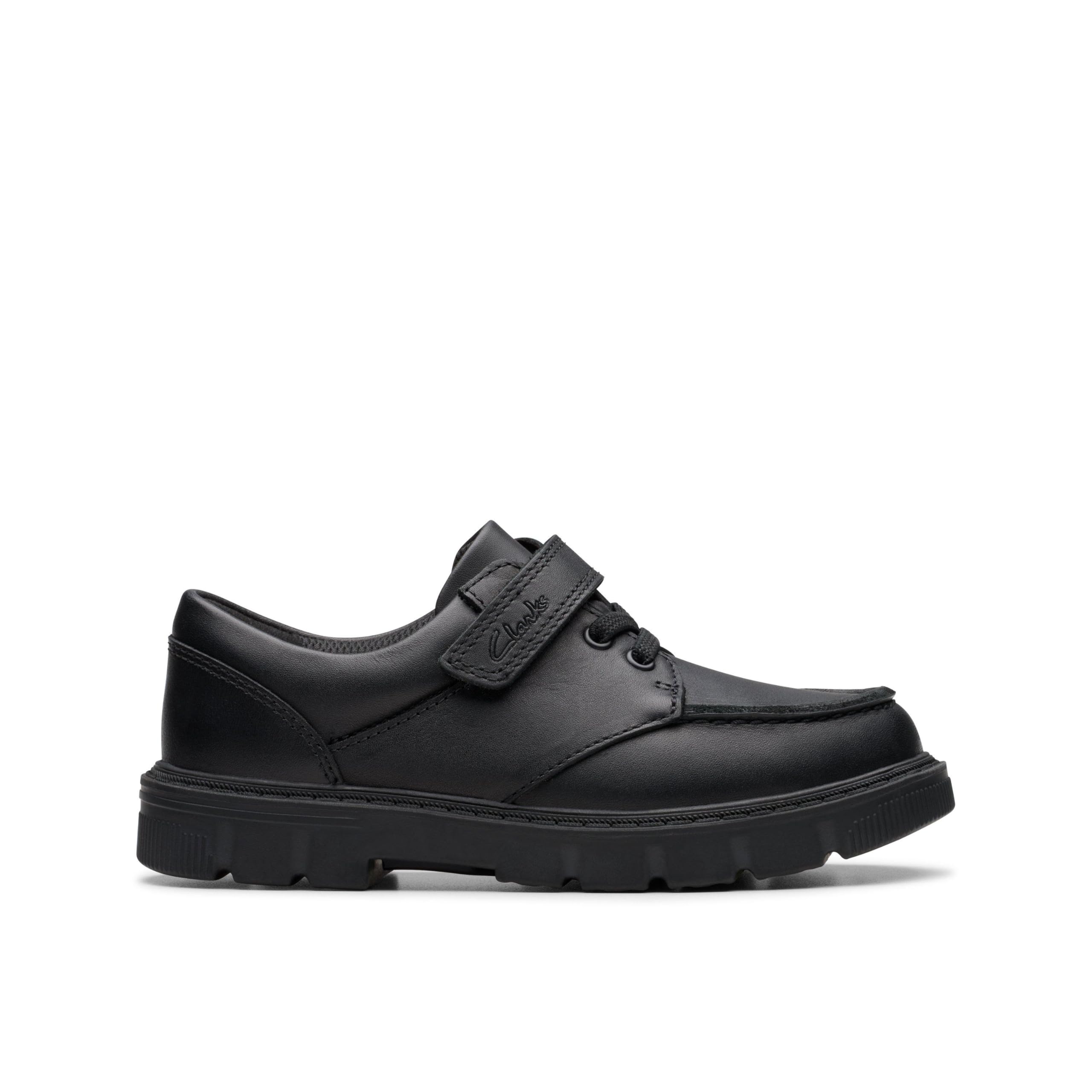 Clarks Boys Black Leather Lorcam Edge Shoes In - Eu 33.5 - Uk 1.5