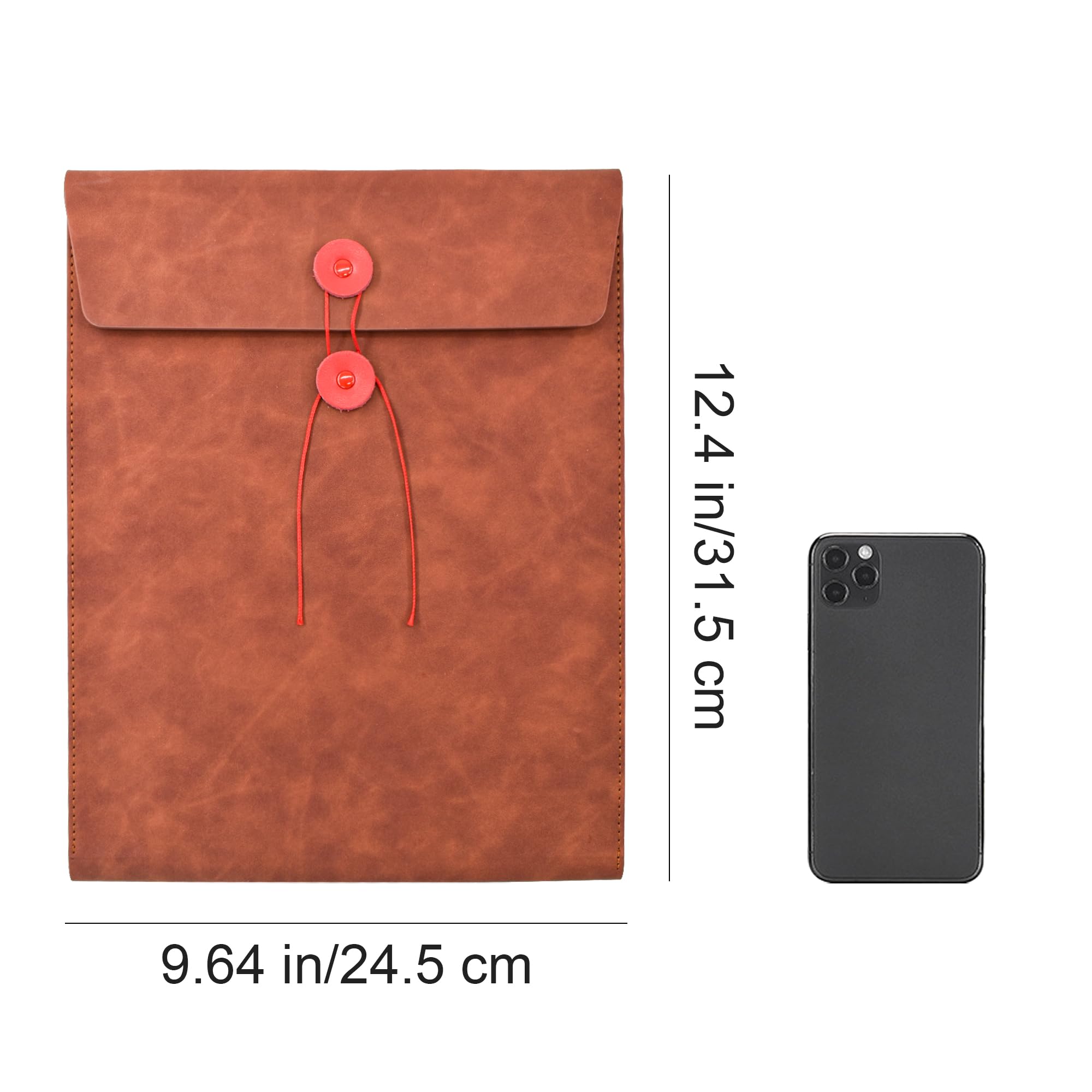 VANRA Cartella portadocumenti verticale in pelle PU, espandibile, organizer tascabile, per fogli formato A4, con chiusura a laccio (marrone)