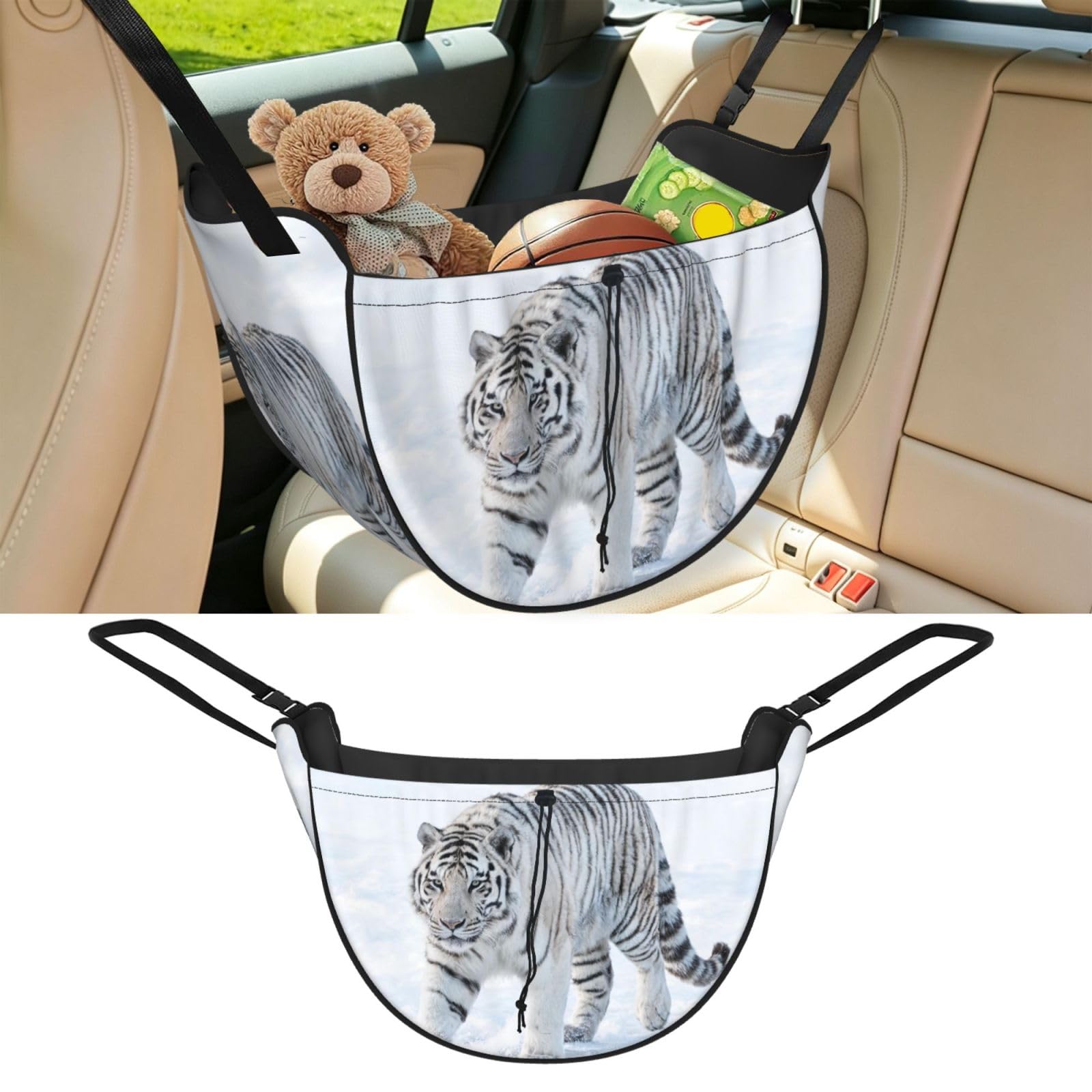Cntdbu Black Tiger Snow Walk Car Seat Organizer-Backseat Storage Bag For Travel