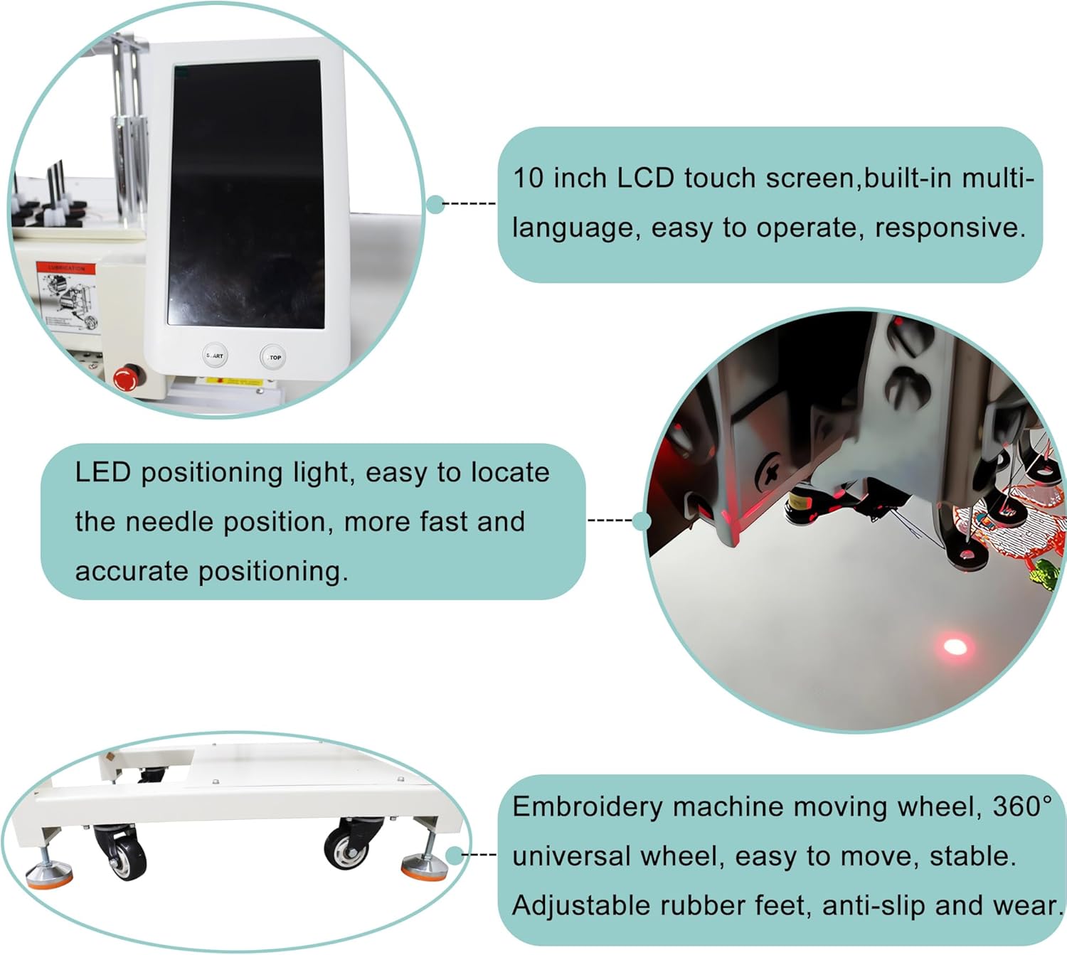 Embroidery Machine Double-station with 12 Needles Automatic Sewing Machine 400x500mm Large Embroidery Area 10" LCD Touch Screen for Commercial Hat, Clothing,Flat Embroidering