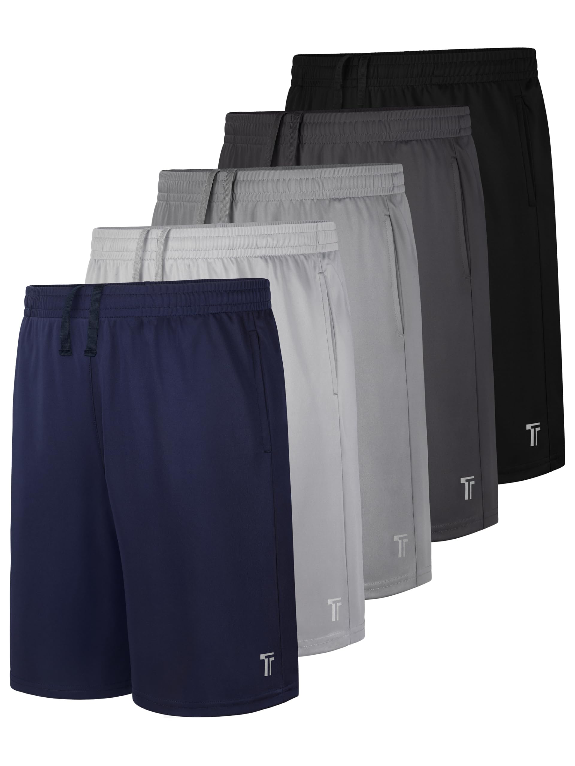 Tuliara 5 Pack Boys Athletic Shorts Youth Kids Basketball Soccer Shorts Quick Dry with Pockets for Outdoor Running Gym - 1