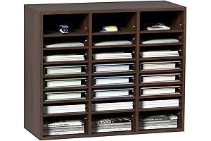 Brown 29x12x24.4 inch VEVOR Wood Classroom Mailbox with 24 Compartments