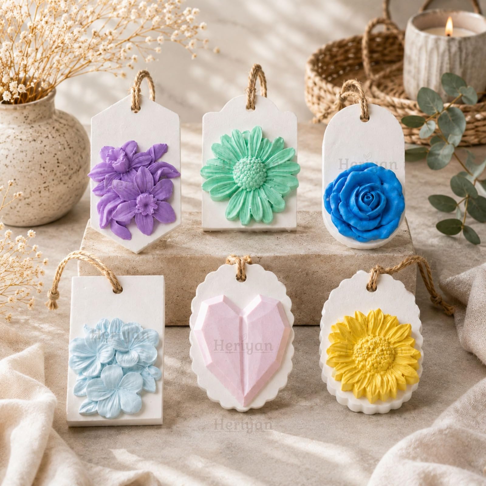 Hanging Aroma Stone – A Unique Style | Long-Lasting Concrete Air Freshener for Wardrobe, Car & Home, Reusable Fragrance Diffuser with Spray Bottle (10ml), Arctic Breeze, Blush Heart-image-8
