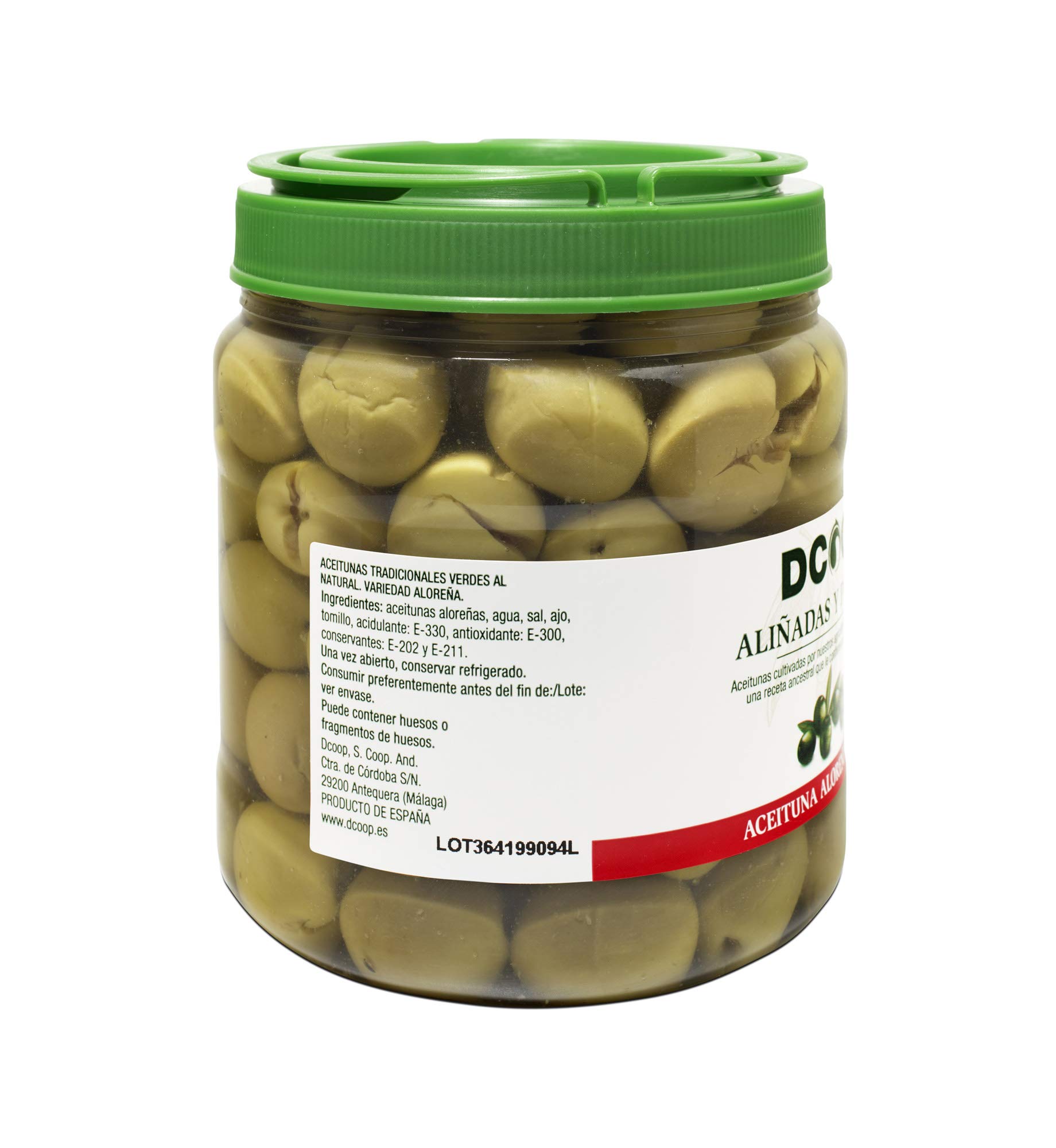 Aceitunas Verdes Aloreñas Aliñadas Partidas DCOOP Olivas 400 g