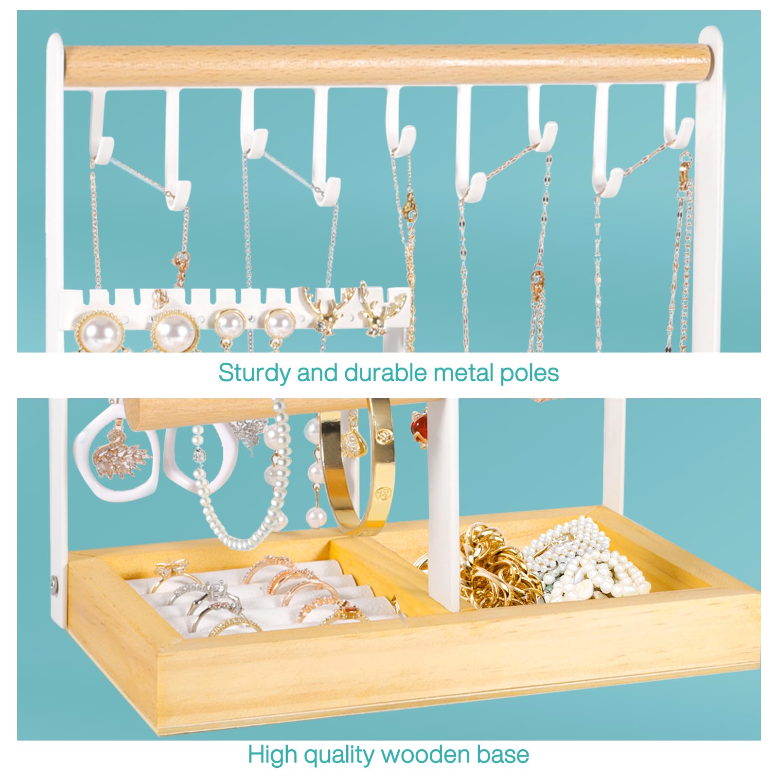 24 Trous élégant Métal Bijoux Stockage Rack Boucles D