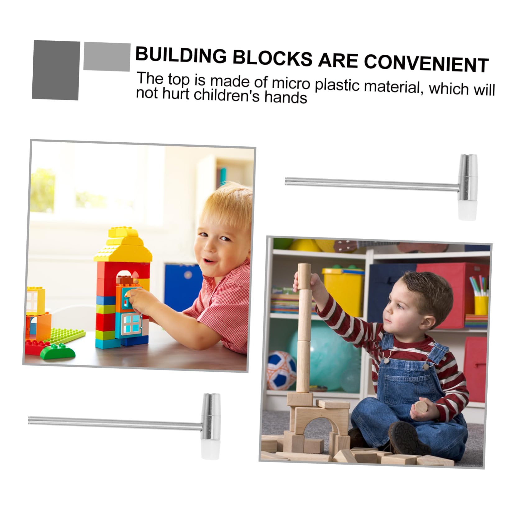 Toyvian 5Pcs Double End Use Hammer for Blocks Assembly Tools Ergonomic Safe Pounding Accessories for Creative Play and Building Fun