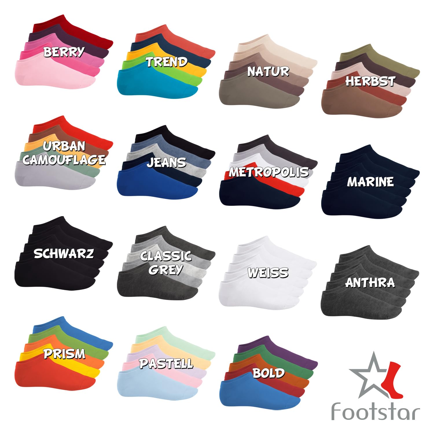 Footstar EVERYDAY! 10 | 20 Paar Damen & Herren Sneaker Socken kurze Sneakersocken Kurzsocken