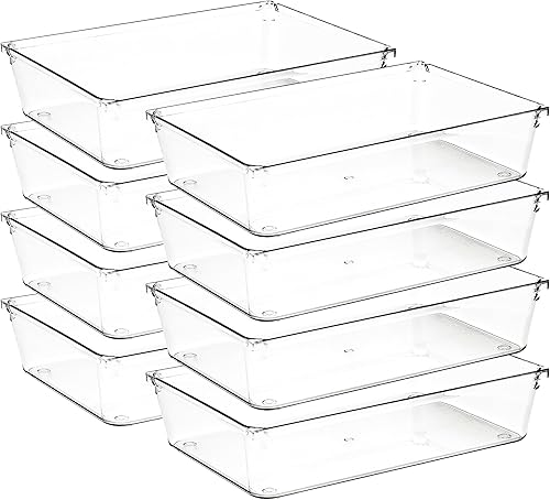 Miniatura 1 de Ravinte Decor Paquete de 8 organizadores de cajones, contenedores de almacenamiento de acrílico transparente de 6 x 9 pulgadas con almohadillas