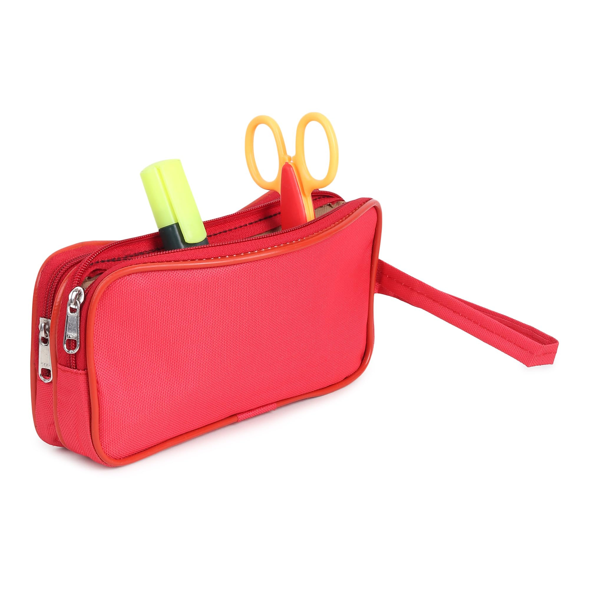Portable & Durable Carrying Strip Travel Shaving Doop Kit with 2 Zipper ComparMants and Fornt Zipper (Red)-image-25