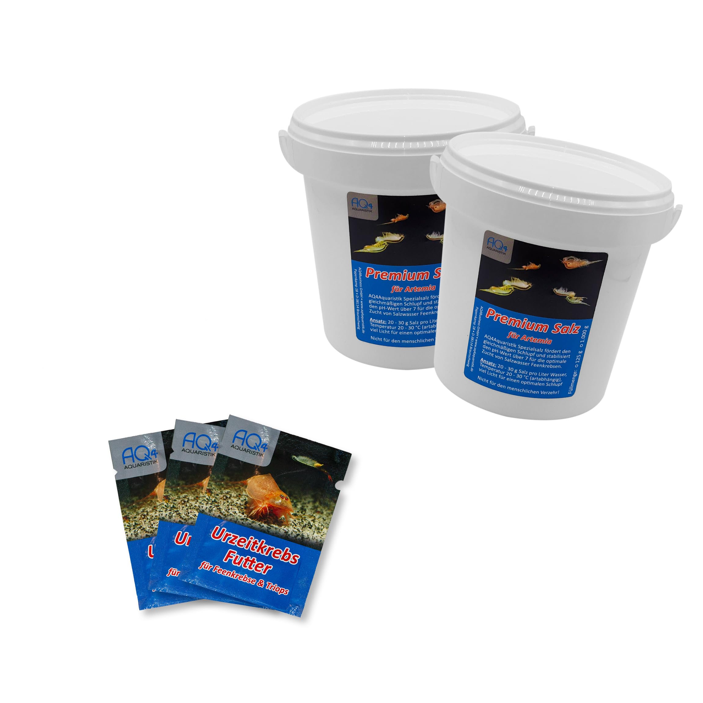 Artemia Zucht Set (groß) - mehr als 1.000.000 Eier - mit 2 kg Premiumsalz, 3 x Urzeitkrebse Futter und Anleitung, Artemia parthenogenetica