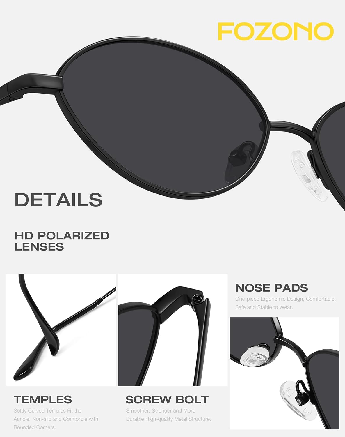 Retro Oval Sunglasses for Women Polarized UV Protection Trendy Vintage Small Sun Glasses Metal Frame - Image 6