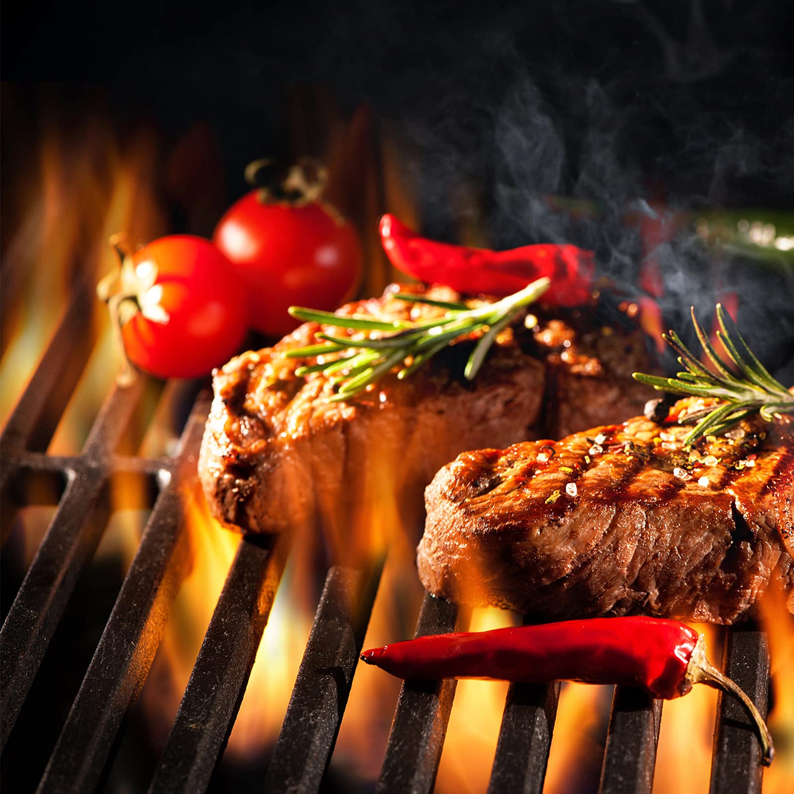 YRHome Griglia in ghisa smaltata, 60 x 40 cm, accessorio per barbecue, barbecue a gas, barbecue a carbonella, 60 x 40 cm