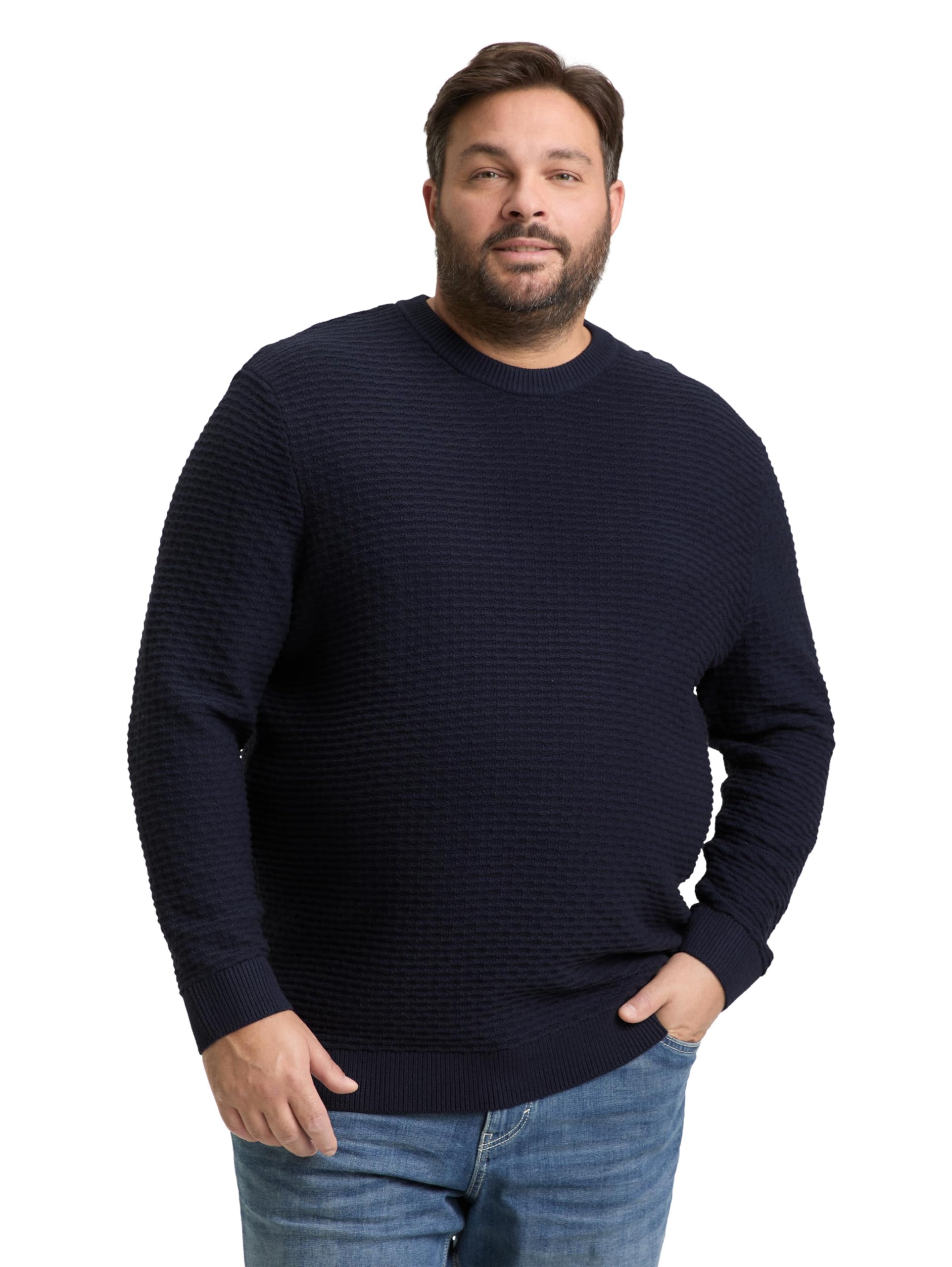 TOM TAILOR Herren Plus Size-Strickpullover mit Rundhalsausschnitt