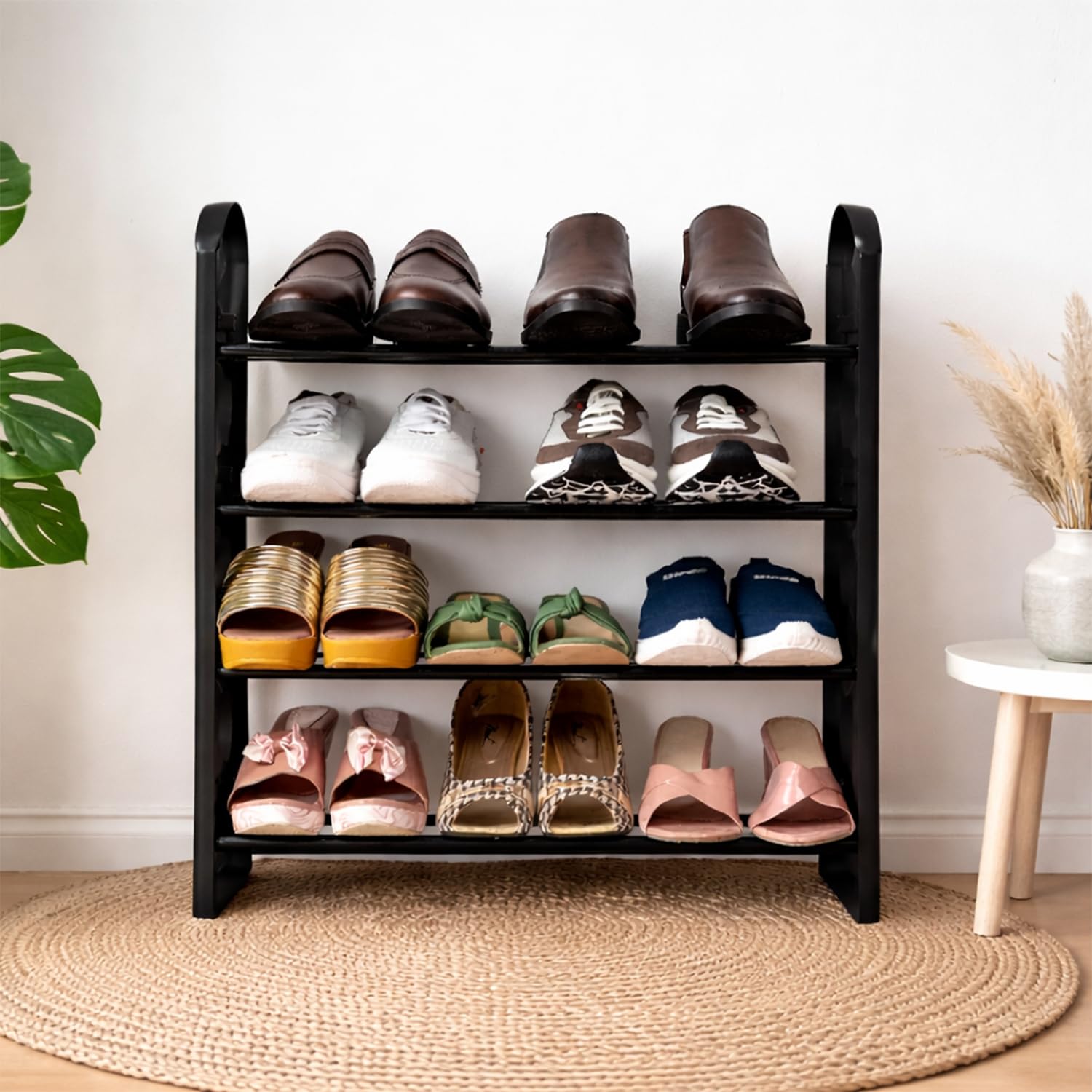 LEOPAX Kaan Premium Multipurpose Shoe Rack | 4-Tier Shoe Storage Organizer, Space-Saving Design, Sturdy & Durable Rack for Entryway, Living Room, Bedroom & Closet – Black-image-7