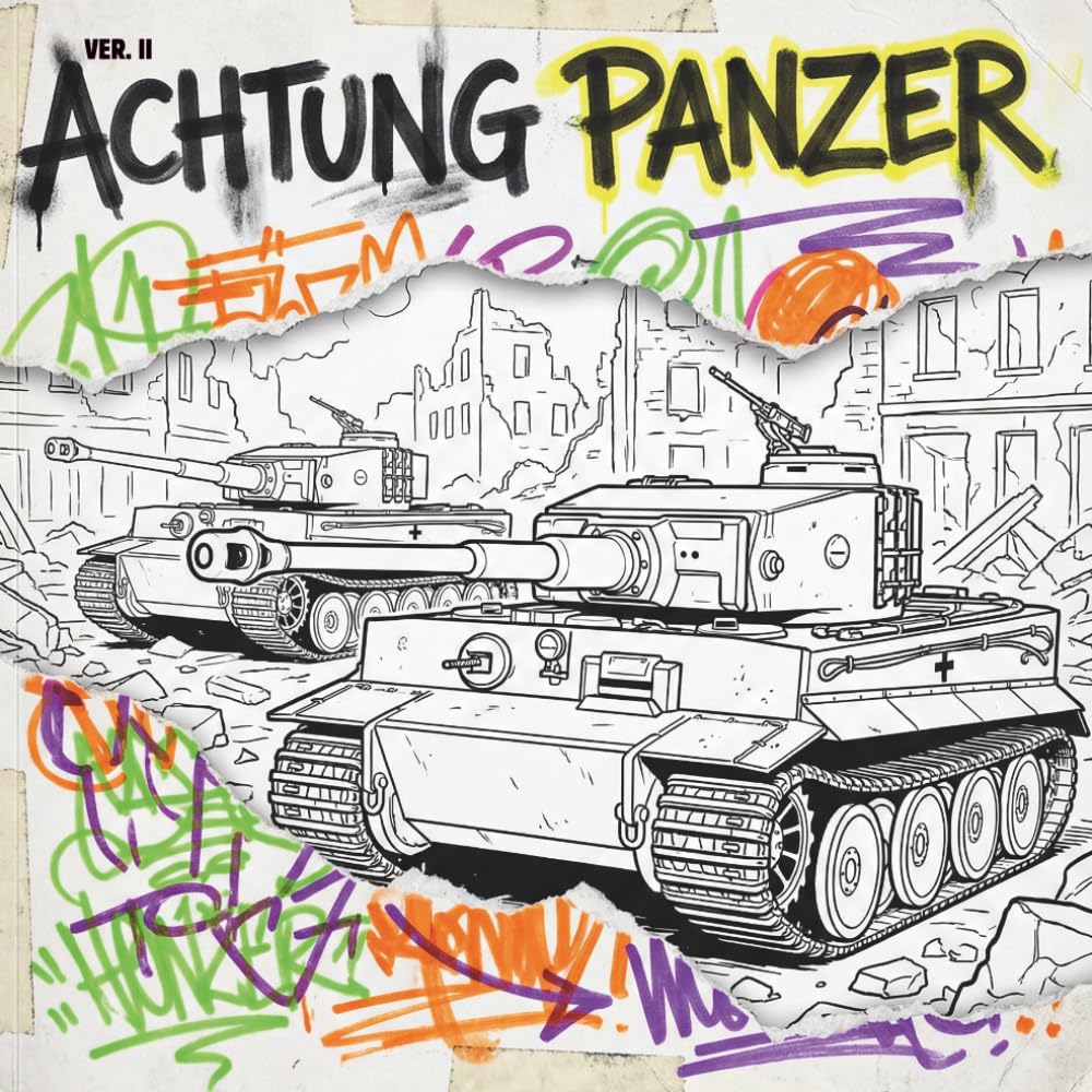 Achtung Panzer: A World War II Tank Coloring Book for Kids and Teens Featuring 25 Detailed Illustrations of German Armor like: Legendary Tiger, Panther and Panzers from 1939-1945