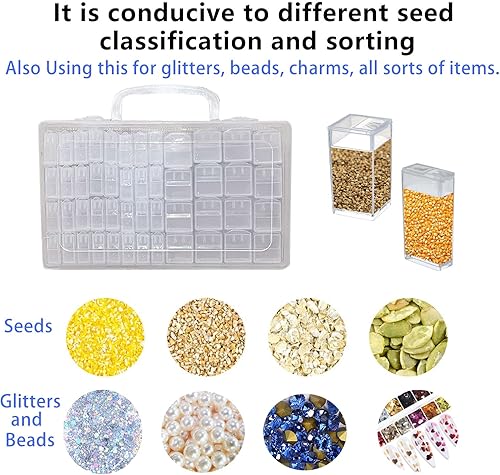 Miniatura 5 de CDIYTOOL Caja de almacenamiento de semillas, contenedor transparente de cuentas de semillas de plástico, organizador de almacenamiento de semillas