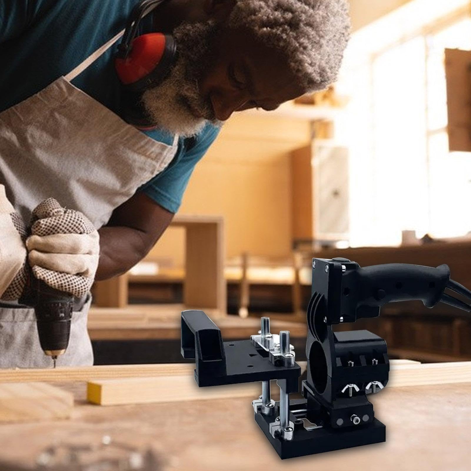 Herramientas para mortaja y espiga Herramienta fresadora ajustable en | Soporte Para Plantilla De Máquina Ranuradora para Trabajos de Carpintería de Muebles de Madera