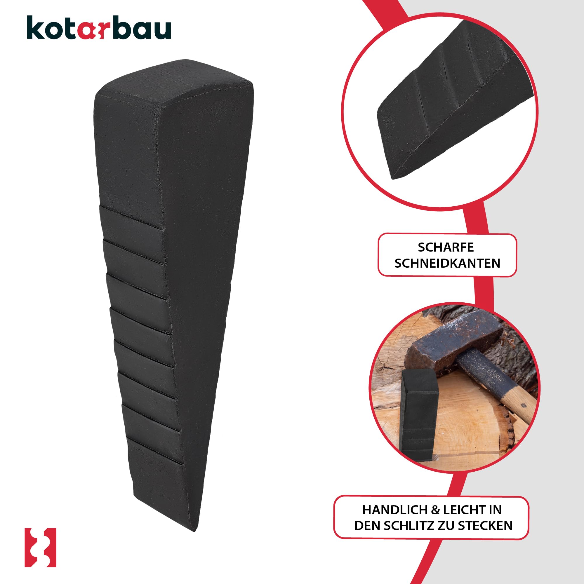 KOTARBAU® Esquina de Dividir forjada de Acero, 250 mm, 4,0 kg, Granada de Dividir Esquina de Madera, esparcidor de Troncos, Esquina de Sacrificio, Esquina de leña, Esquina de elevación