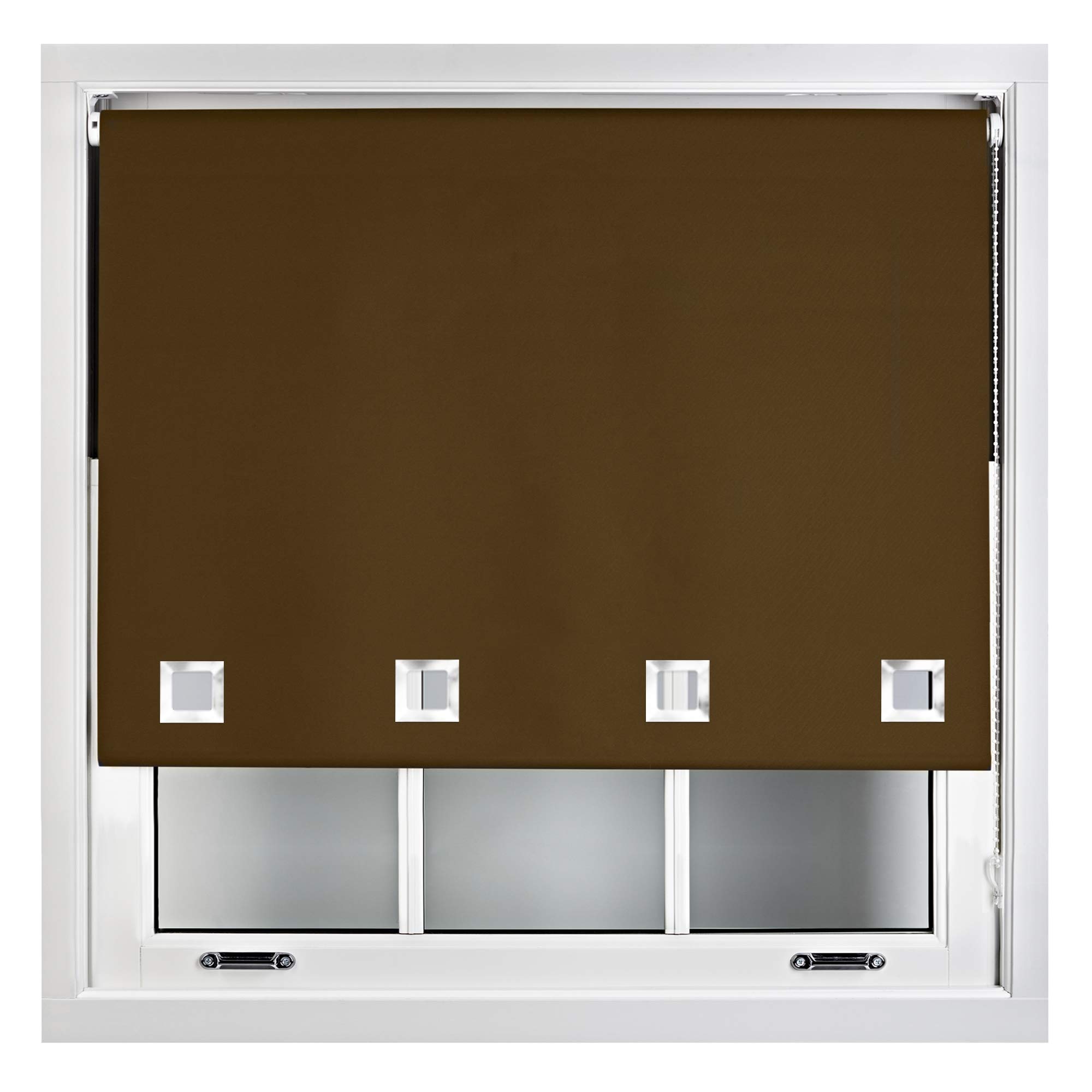 FURNISHED Blackout Roller Blinds with Large Square Eyelets - Made to Measure - Brown 90cm x 165cm