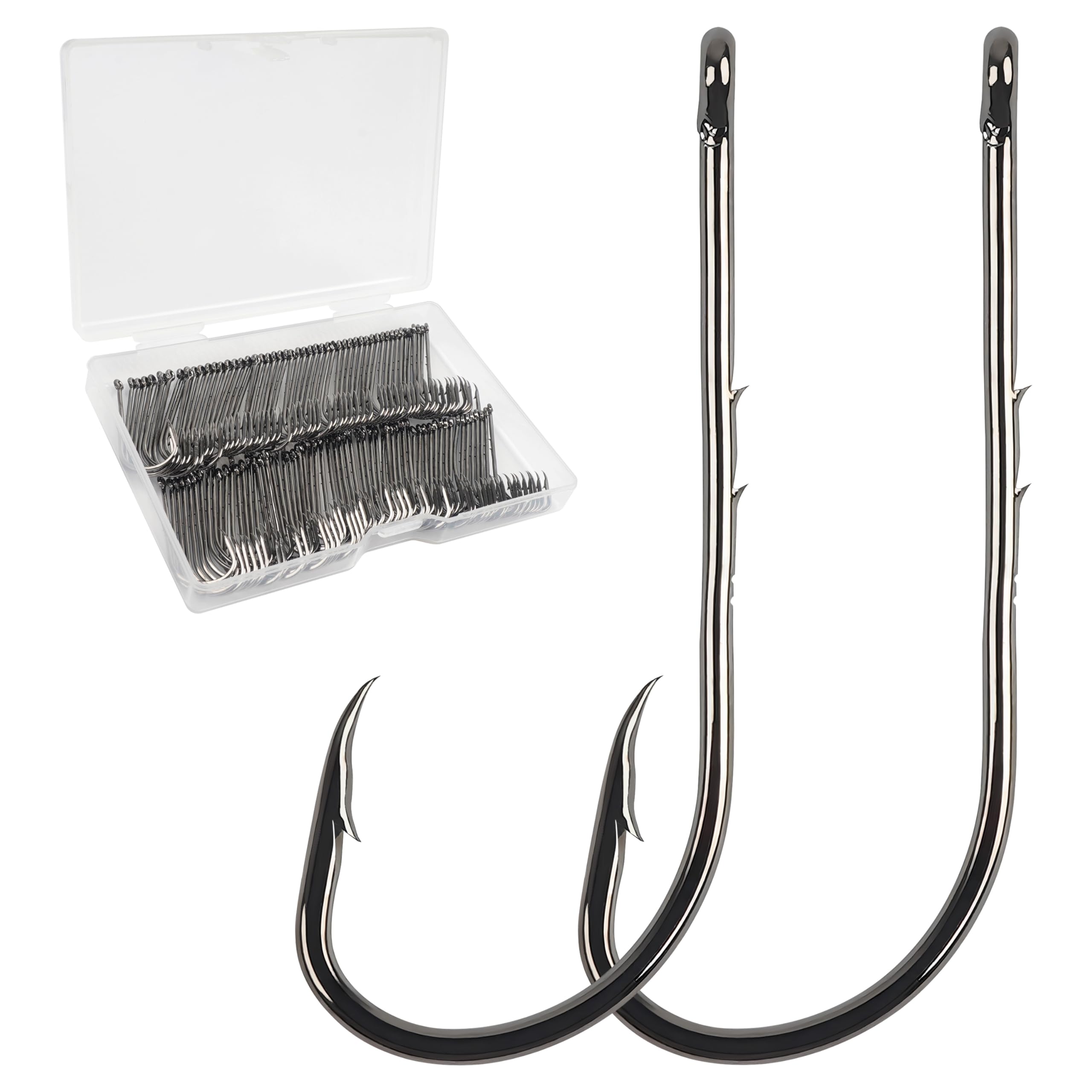 AGOOL Baitholder Fishing Hooks Barbed Shank Fishing Jig Hooks Long Shank Offset High Carbon Steel Bait Keep for Saltwater Freshwater Size #4-6/0