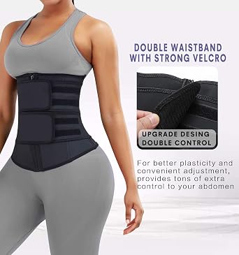 YIANNA Workout Waist Trainer Women Tummy Control Sauna Jsculpt Latex Waist Cincher for Weight Loss YA2223-Black-3XL