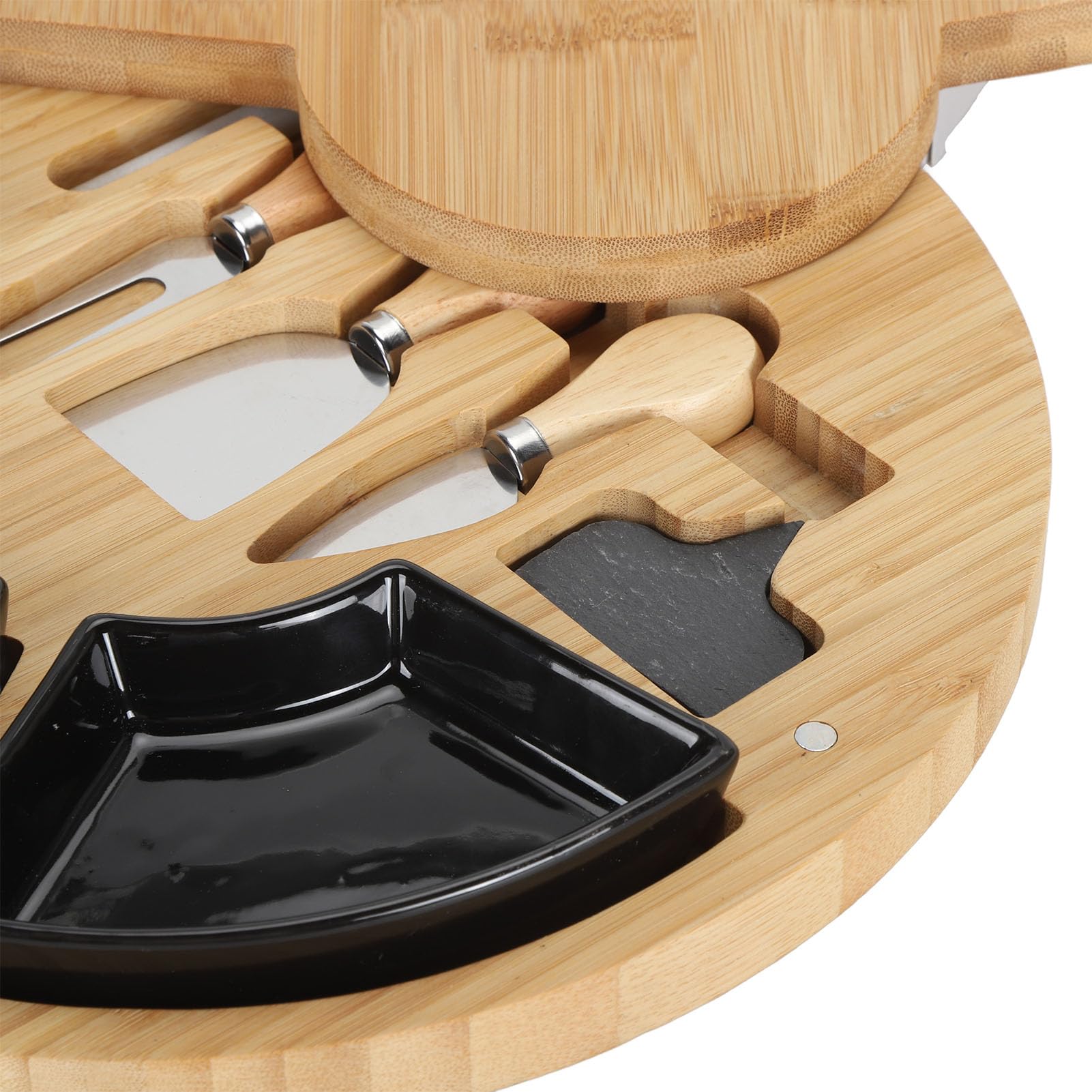 Plateau à légumes, plateau à fromage, plateaux de service hygiéniques sans odeur de haute dureté en bois de 13 pouces pour la fête, la maison et la cuisine (Round)