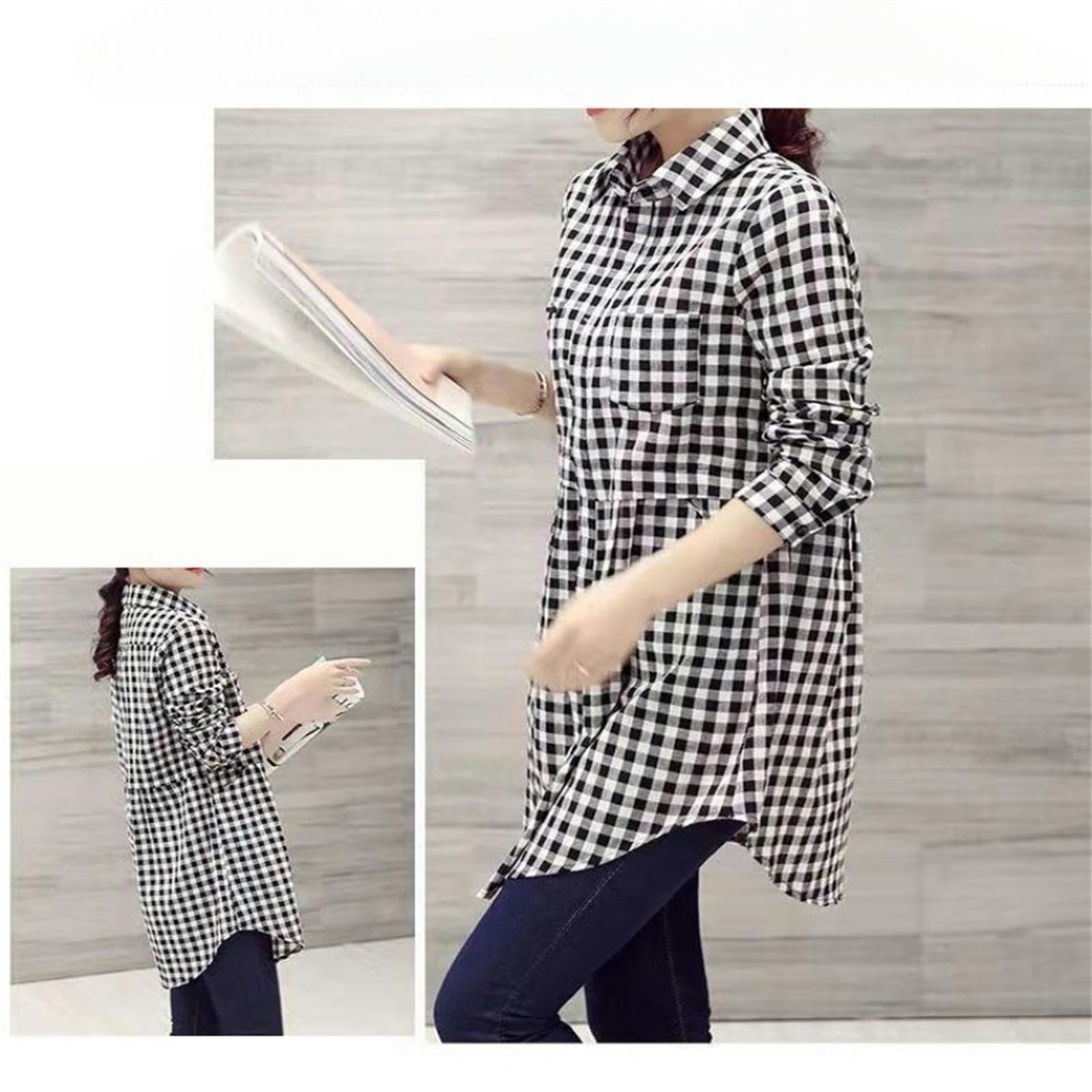 Koszule damskie All-Match Buttonmidiblouse dla kobiet koszula luźna koszula polo z długim rękawem