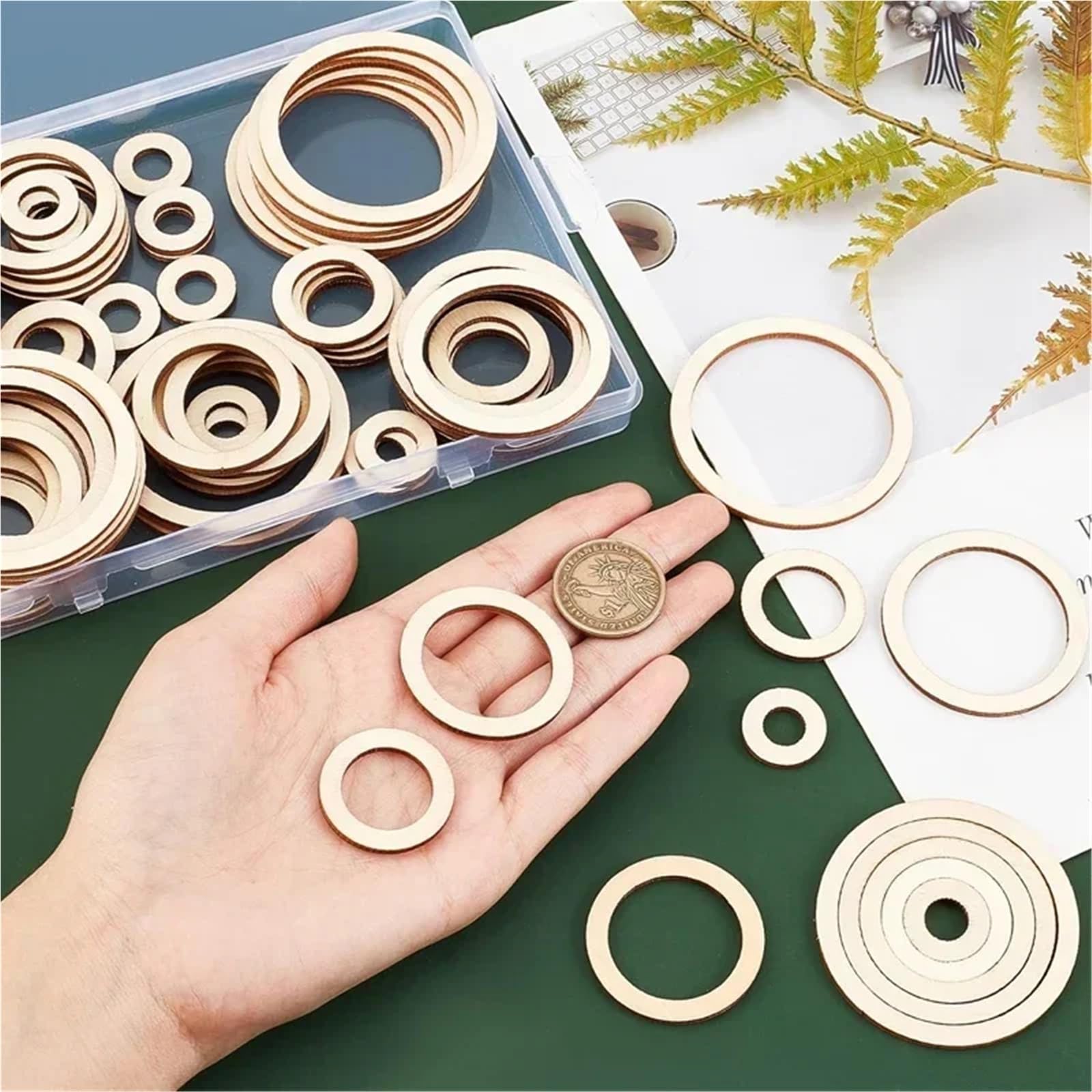 Rodajas De Madera Anillos de madera sin terminar 4 a 15 cm, círculos planos, adorno circular for manualidades y fabricación joyas(Without hole,50pcs 125mm)